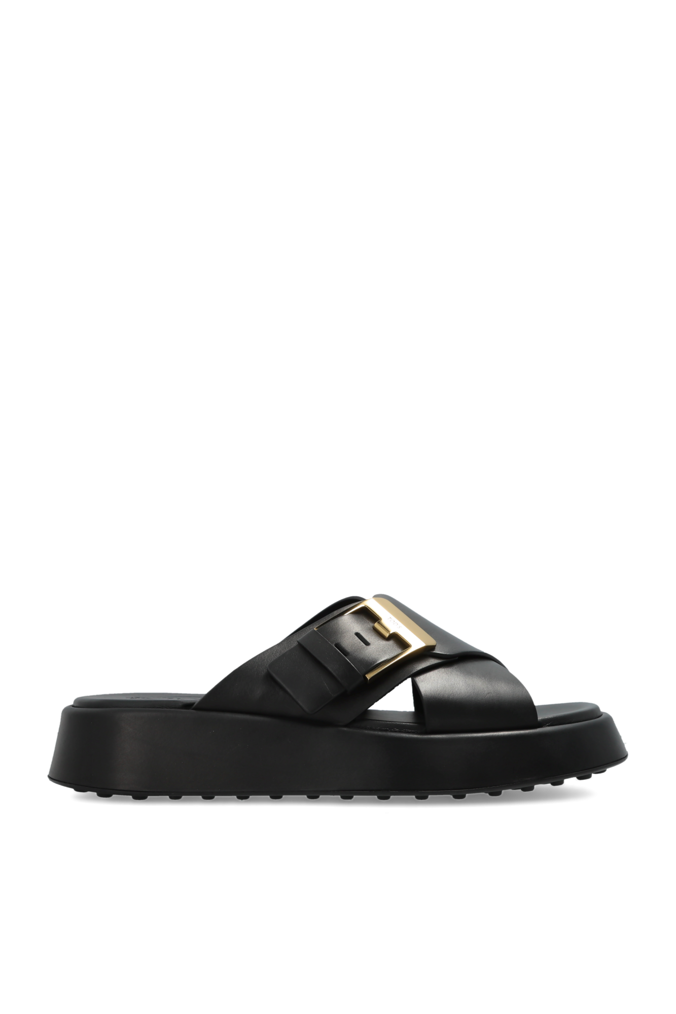 Tod’s Skórzane Klapki Z Logo, Kobiety, Czarny