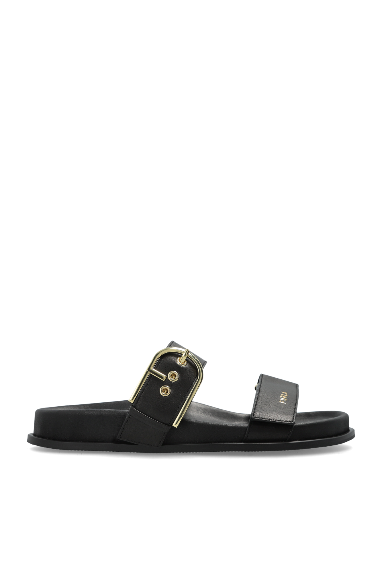 Furla Skórzane Klapki `Solea`, Kobiety, Czarny