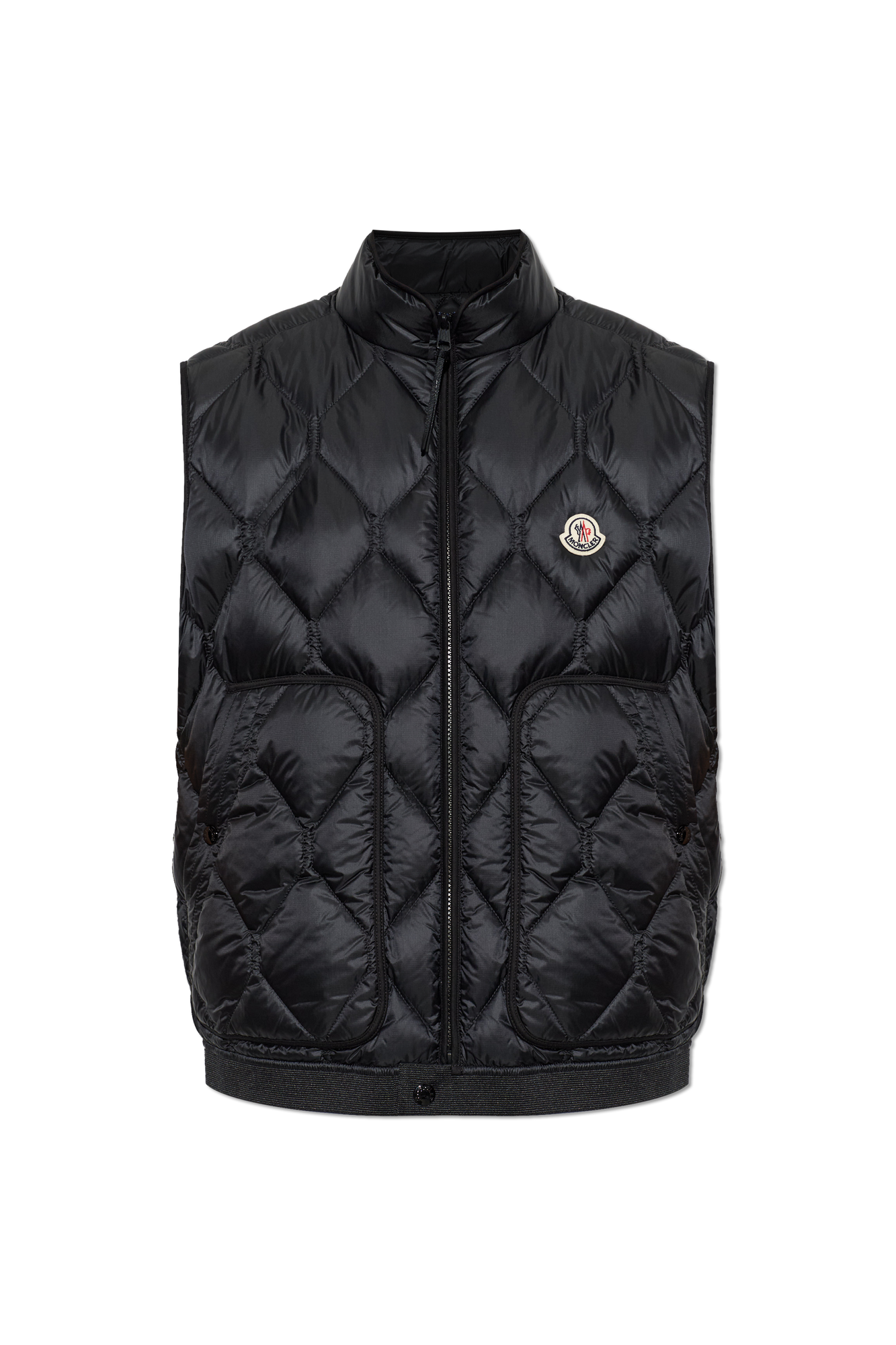 Moncler Puchowa Kamizelka Z Naszywką Logo, Mężczyźni, Czarny