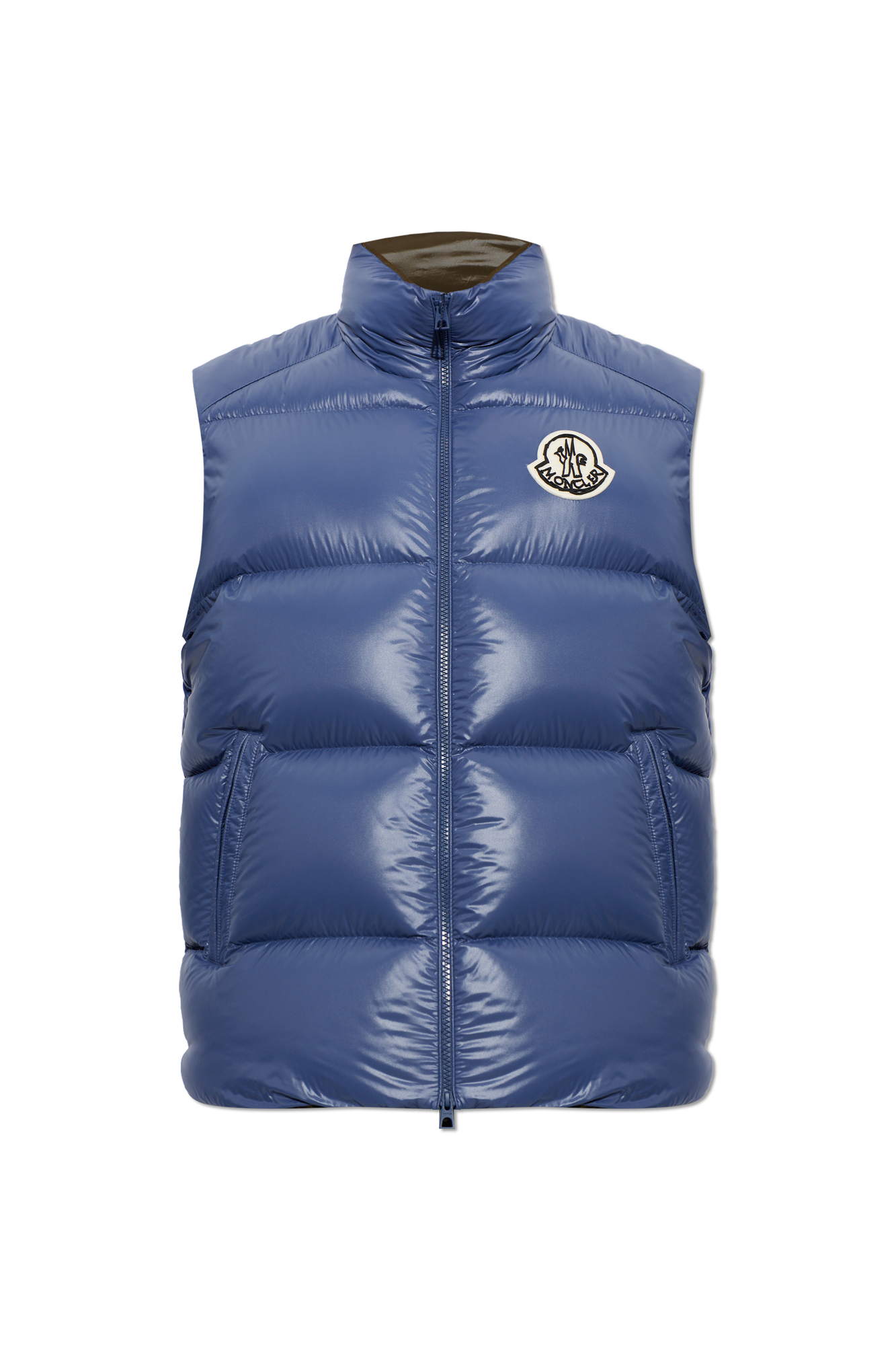 Moncler Puchowa Kamizelka Z Naszywką Logo, Mężczyźni, Niebieski