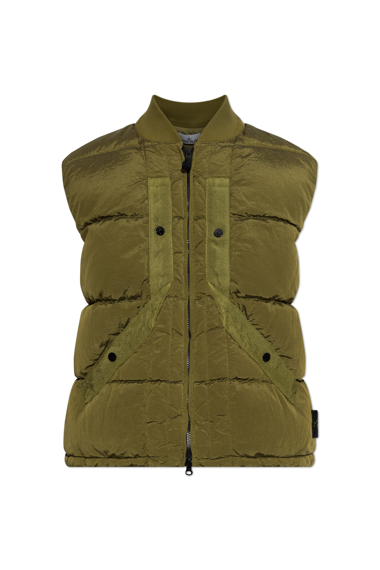 Stone Island Puchowa Kamizelka Z Naszywką Logo, Mężczyźni, Zielony