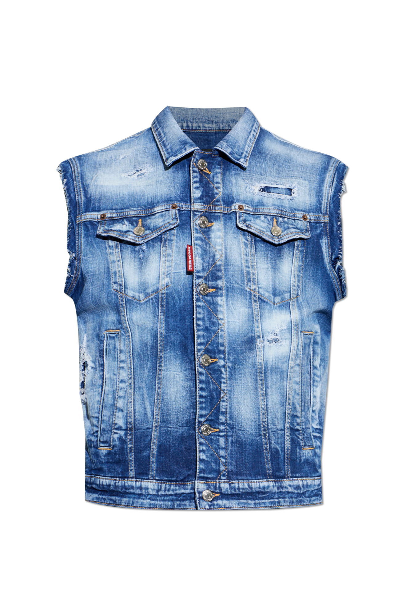 Dsquared2 Jeansowa Kamizelka Z Efektem `vintage`, Mężczyźni, Niebieski