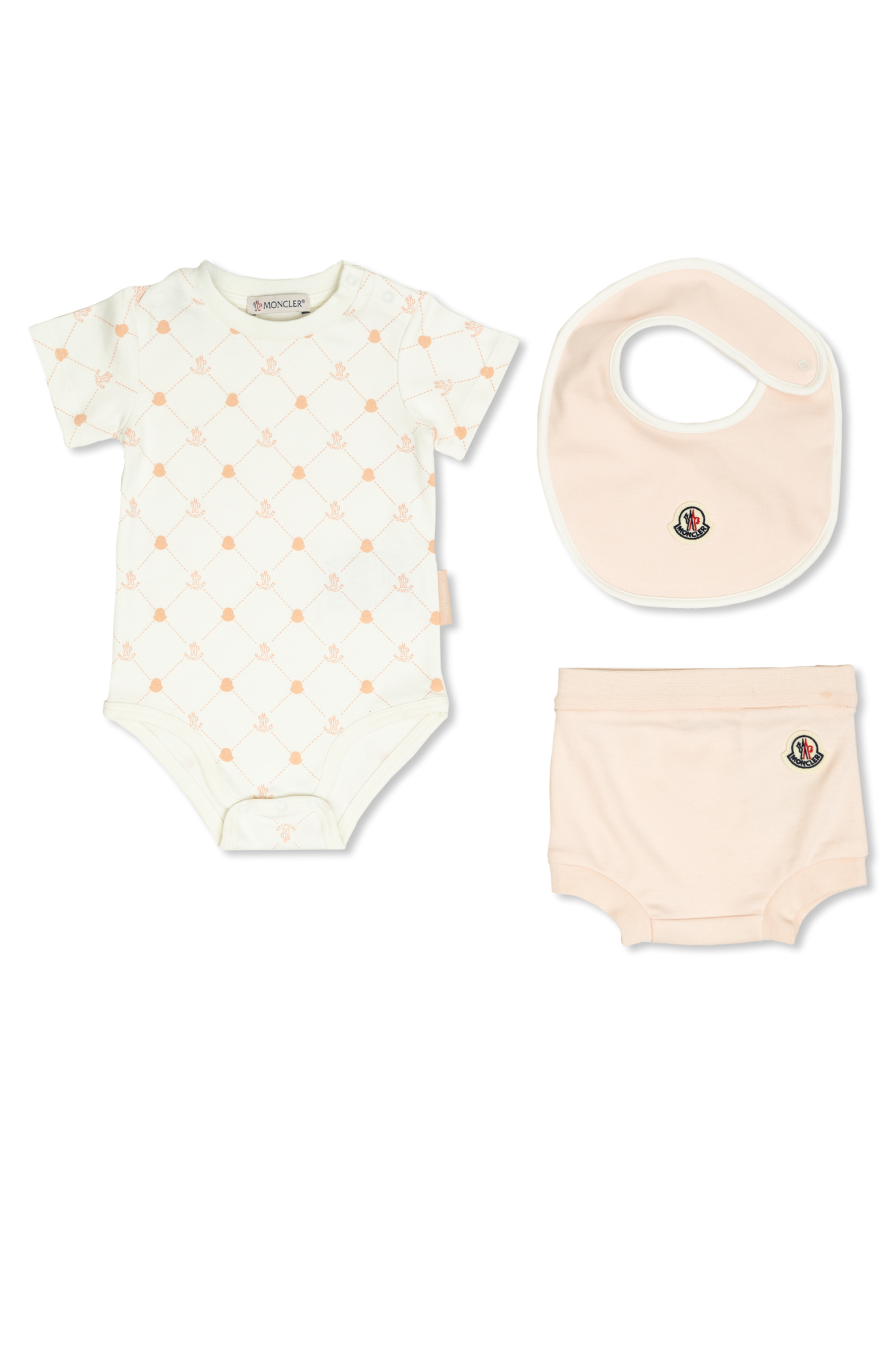 Moncler Enfant Komplet: Body, Rampersy I śliniak, Unisex, Różowy