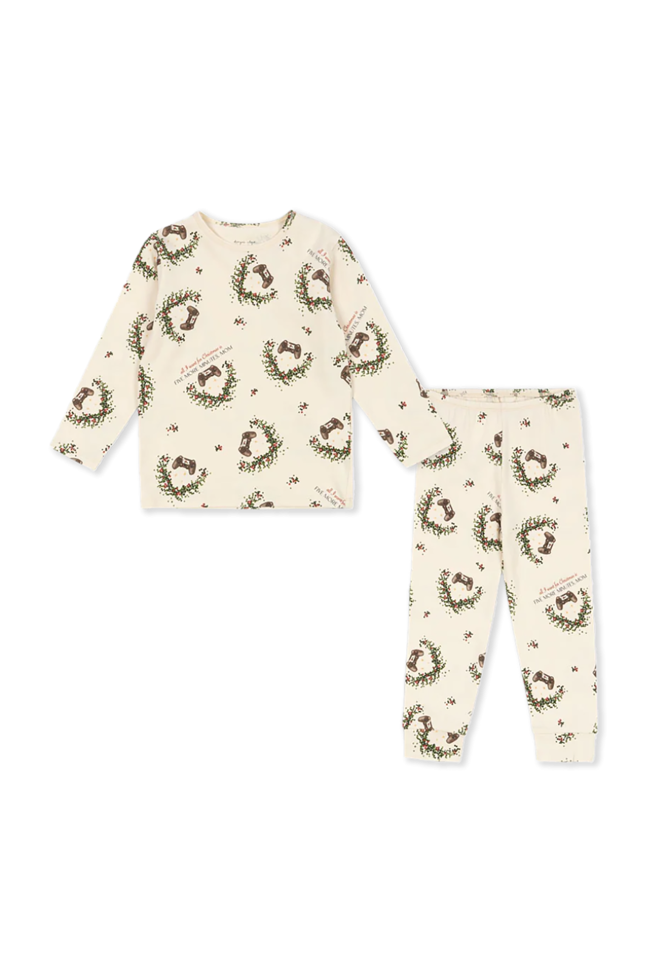 Konges Sløjd Dwuczęściowa Piżama Z Nadrukiem, Unisex, Kremowy