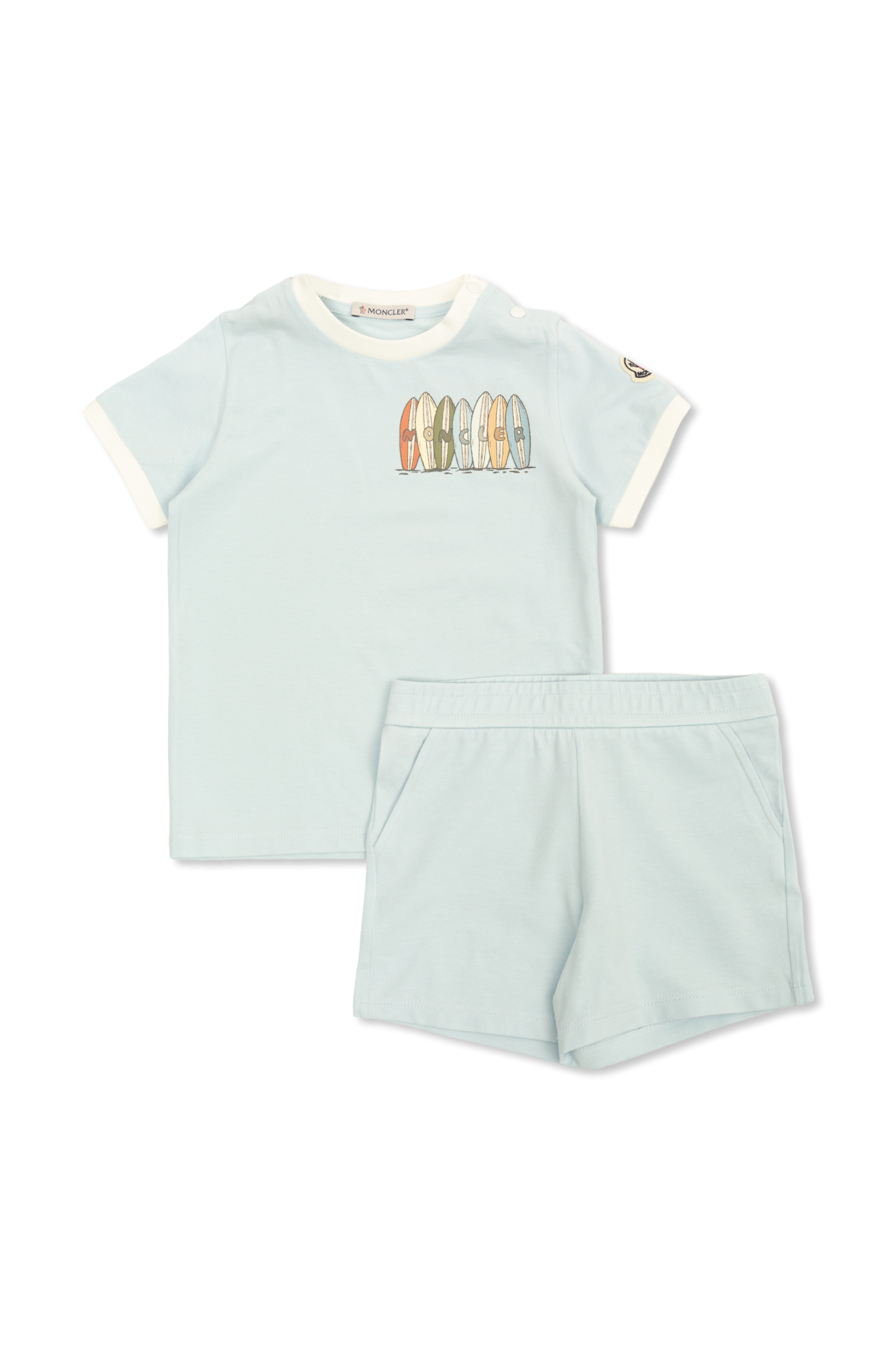 Moncler Enfant Komplet: T-shirt, Szorty, Unisex, Jasnoniebieski