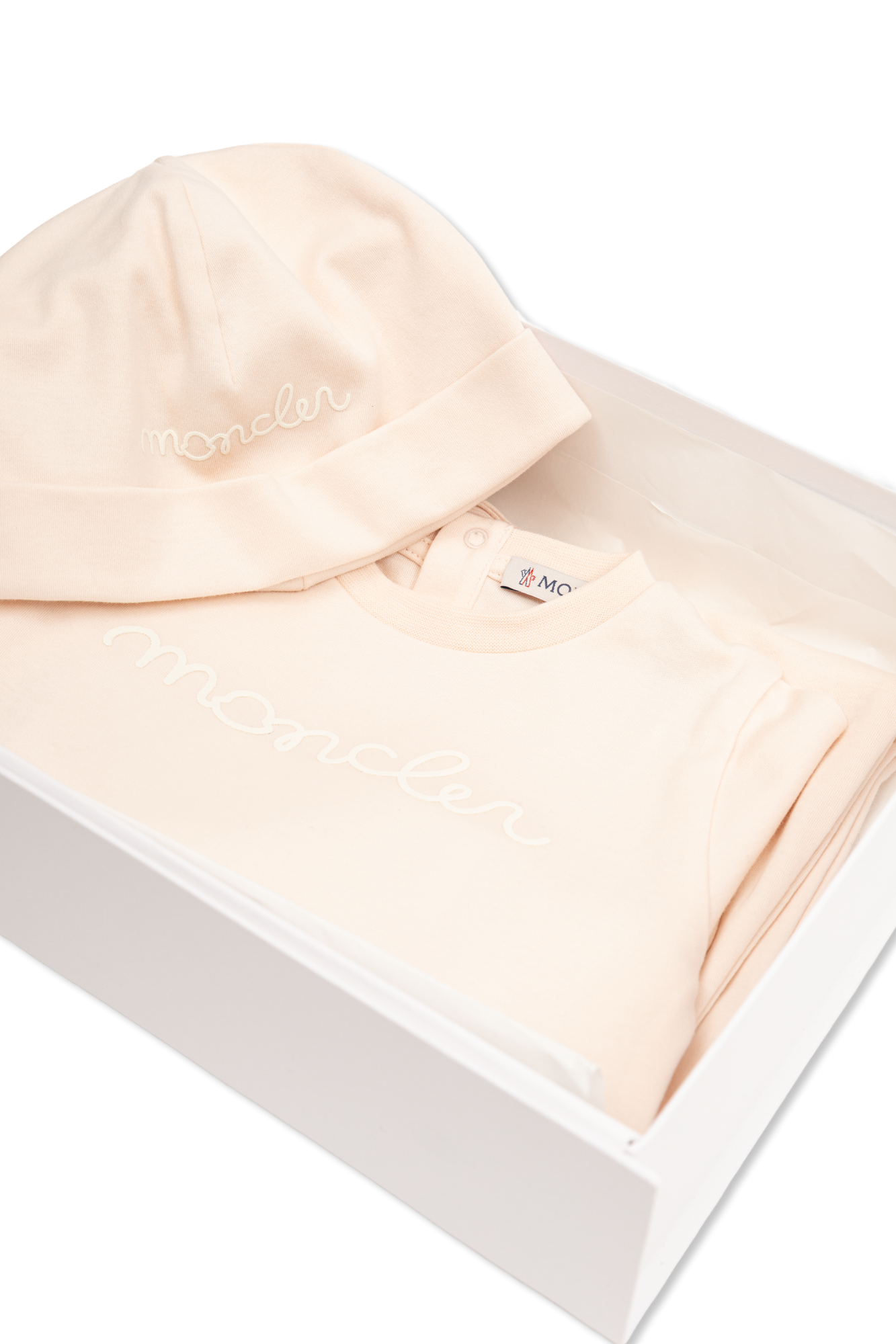 Moncler Enfant Komplet: Pajacyk Niemowlęcy, Czapeczka, Unisex, Różowy