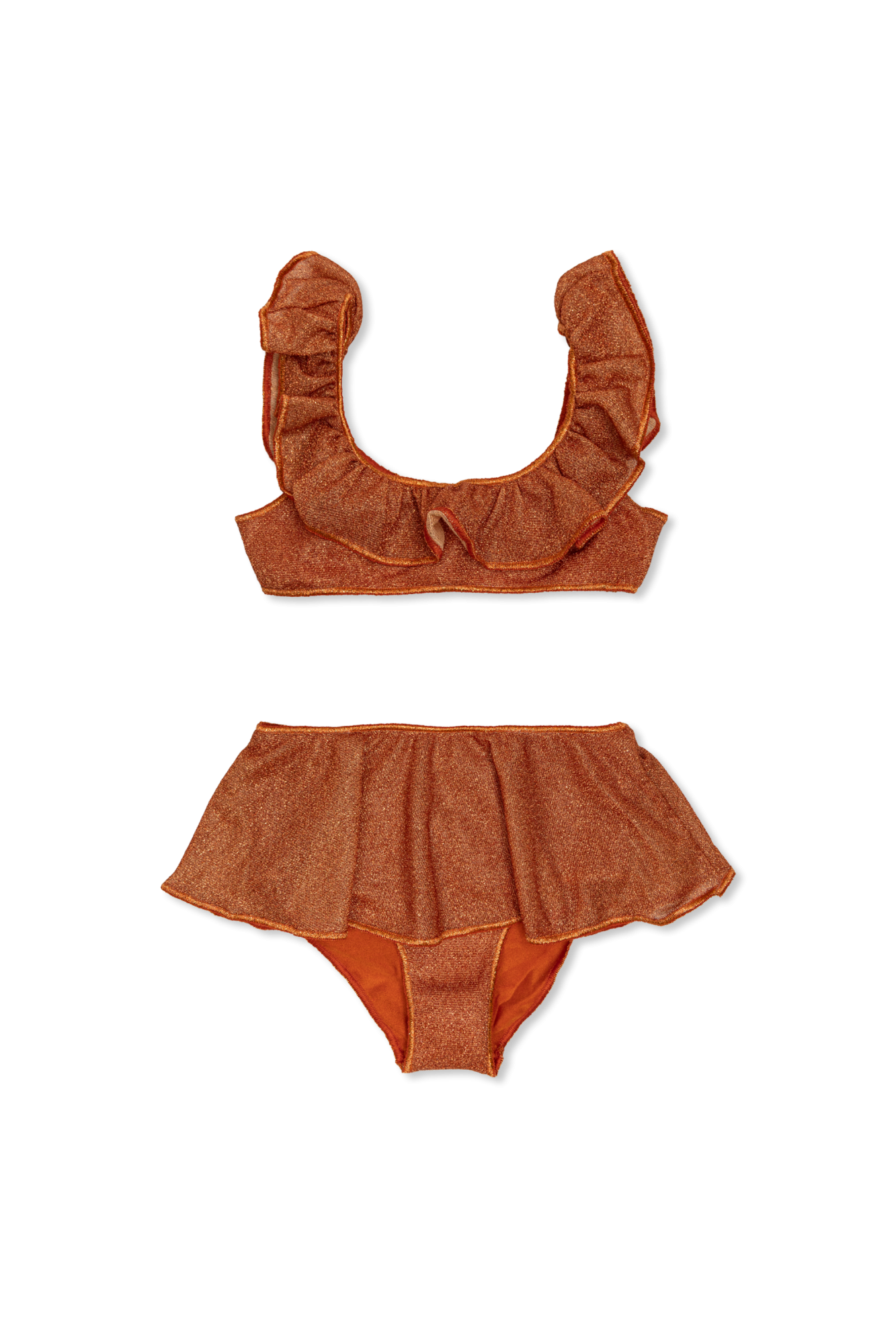 Oseree Kids Dwuczęściowy Kostium Kąpielowy Z Lureksową Nicią, Unisex, Pomarańczowy