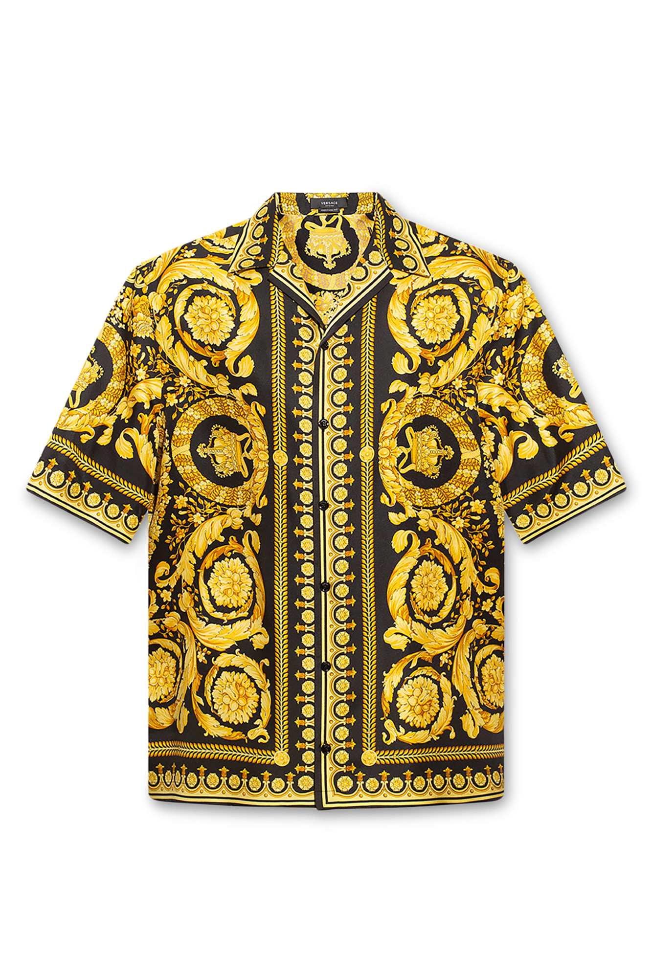 Versace Jedwabna Koszula, Mężczyźni, żółty
