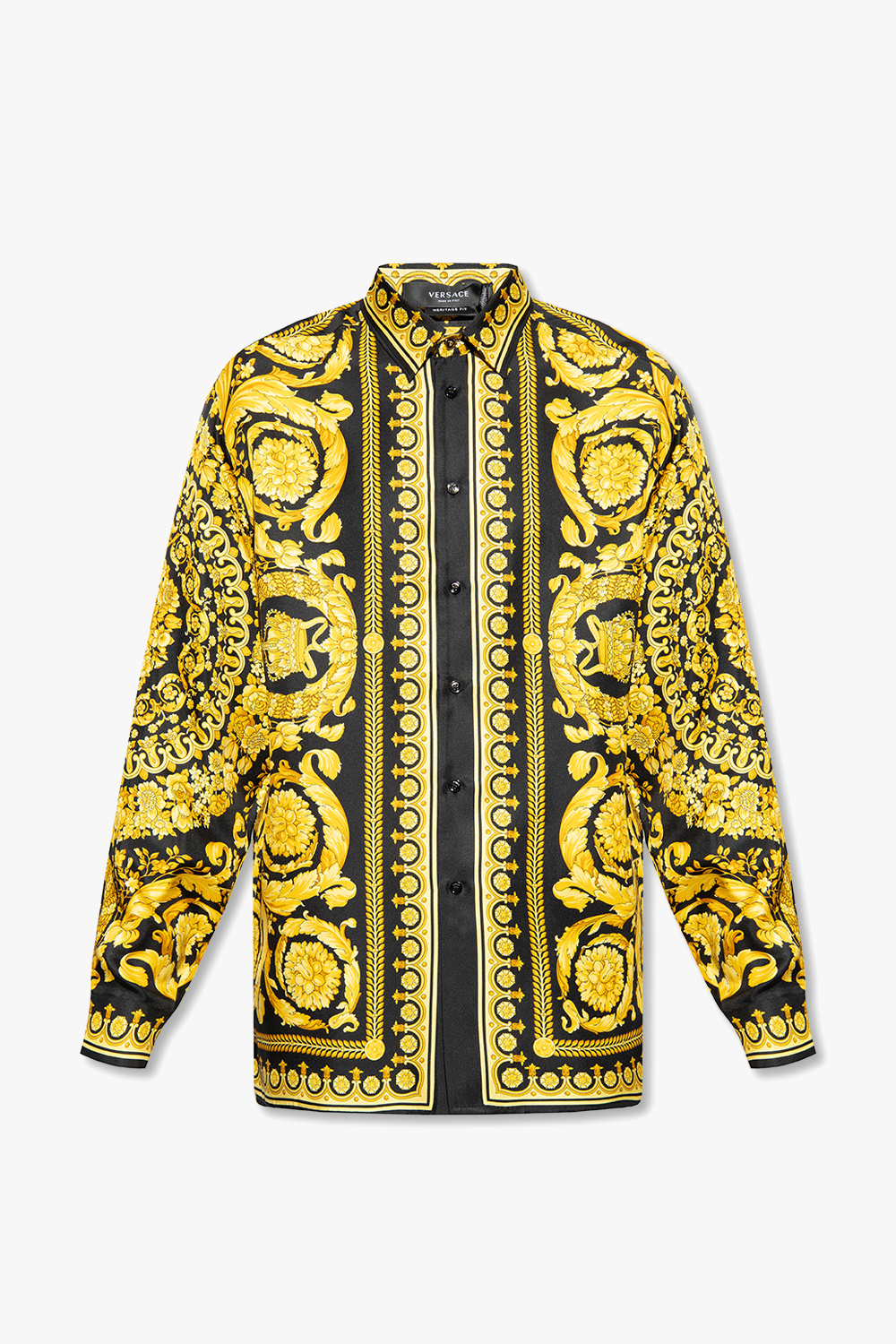 Versace Jedwabna Koszula, Mężczyźni, żółty
