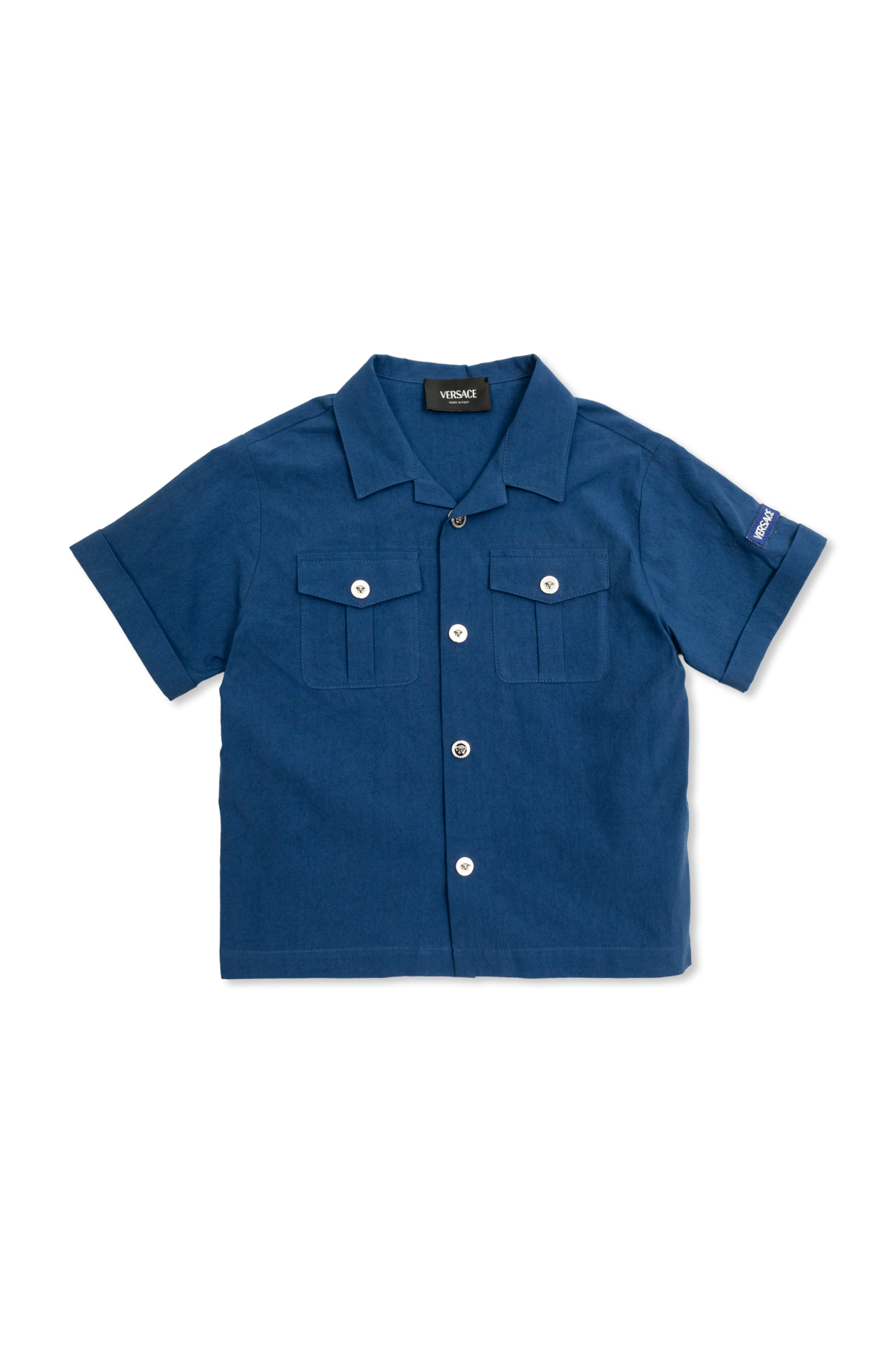 Versace Kids Koszula Z Kieszeniami, Unisex, Granatowy