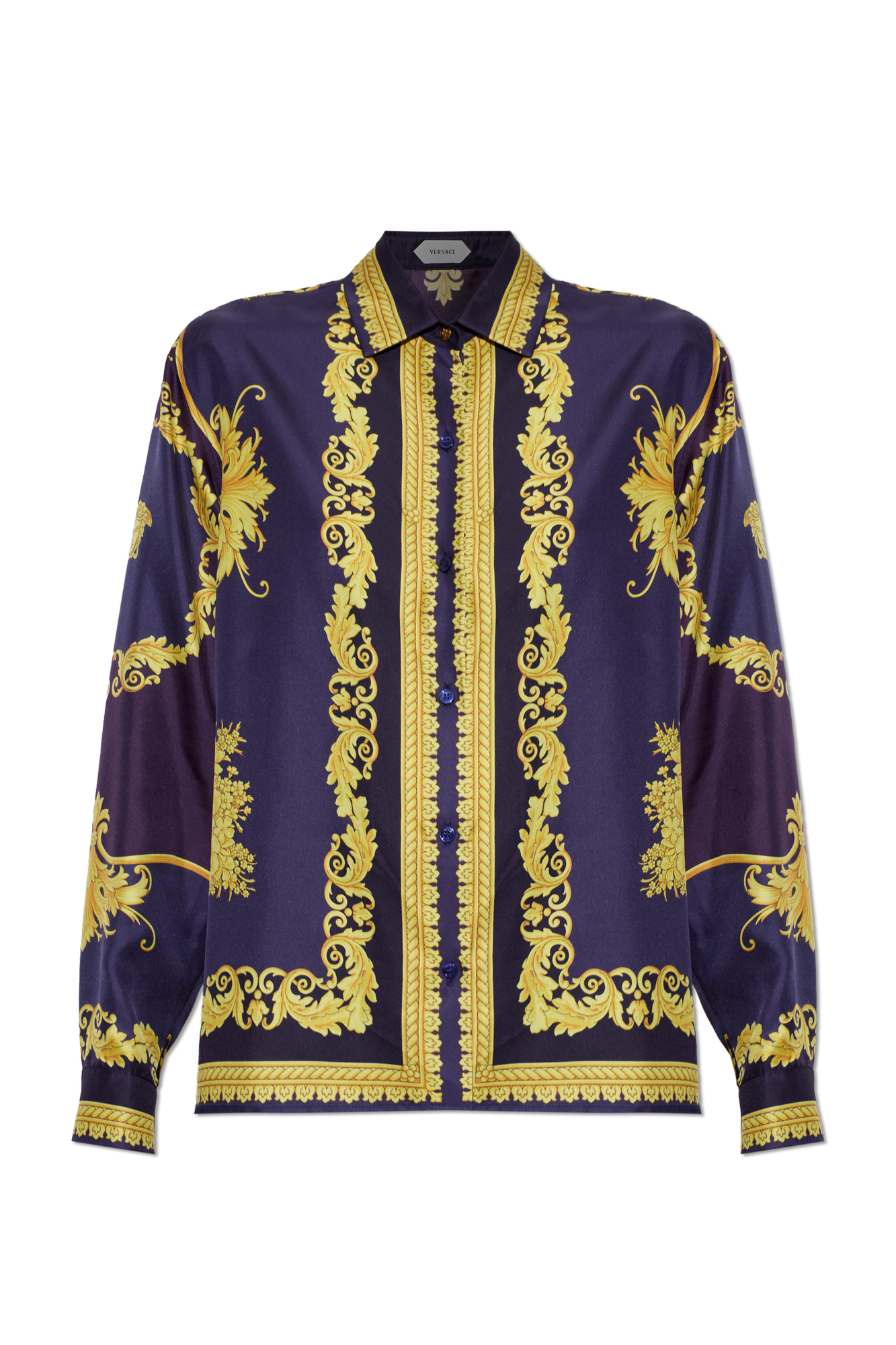 Versace Jedwabna Koszula Z Nadrukiem `New Barocco`, Kobiety, Multikolor