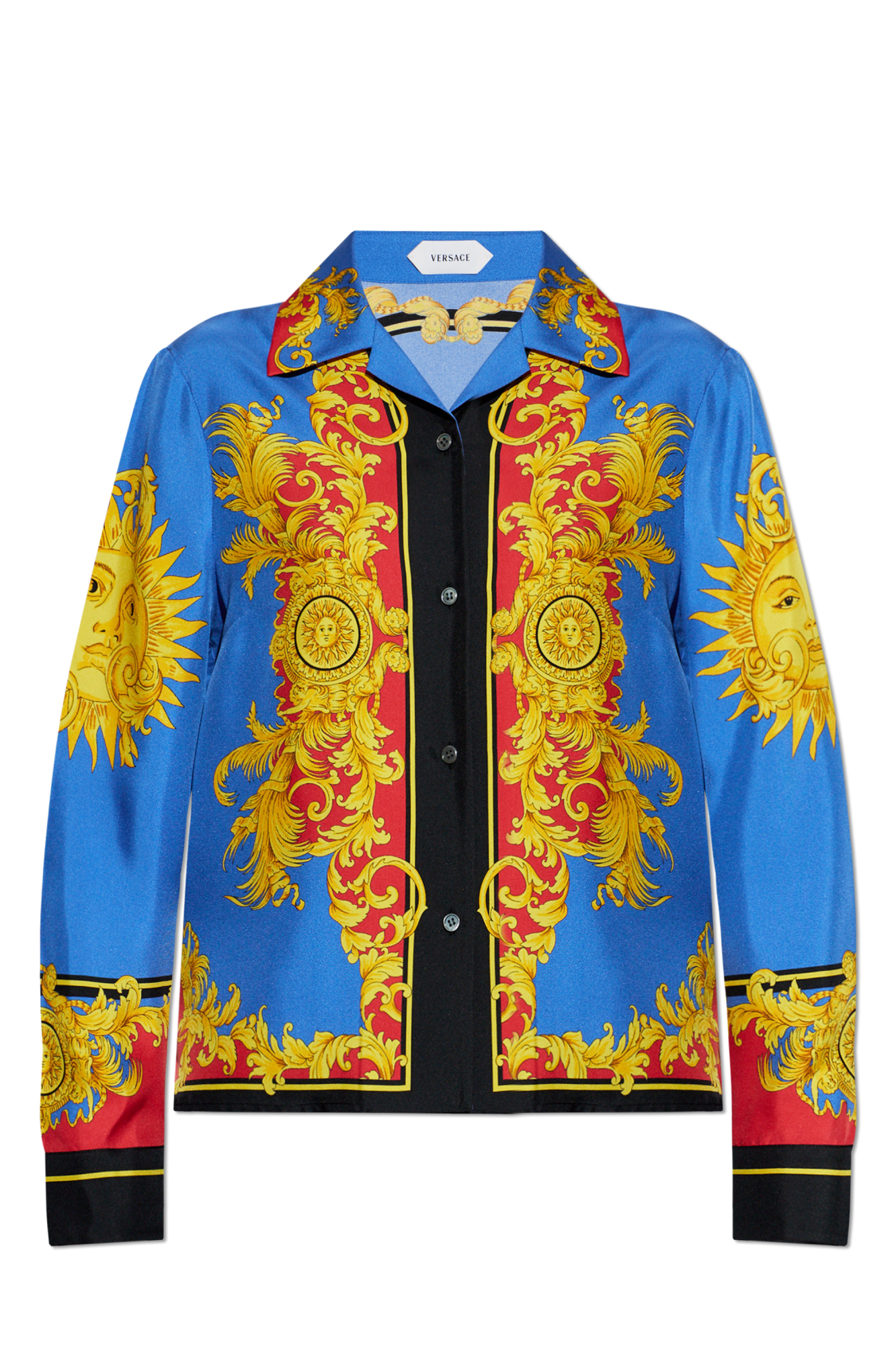 Versace Jedwabna Koszula Z Nadrukiem `The Sun`, Kobiety, Multikolor