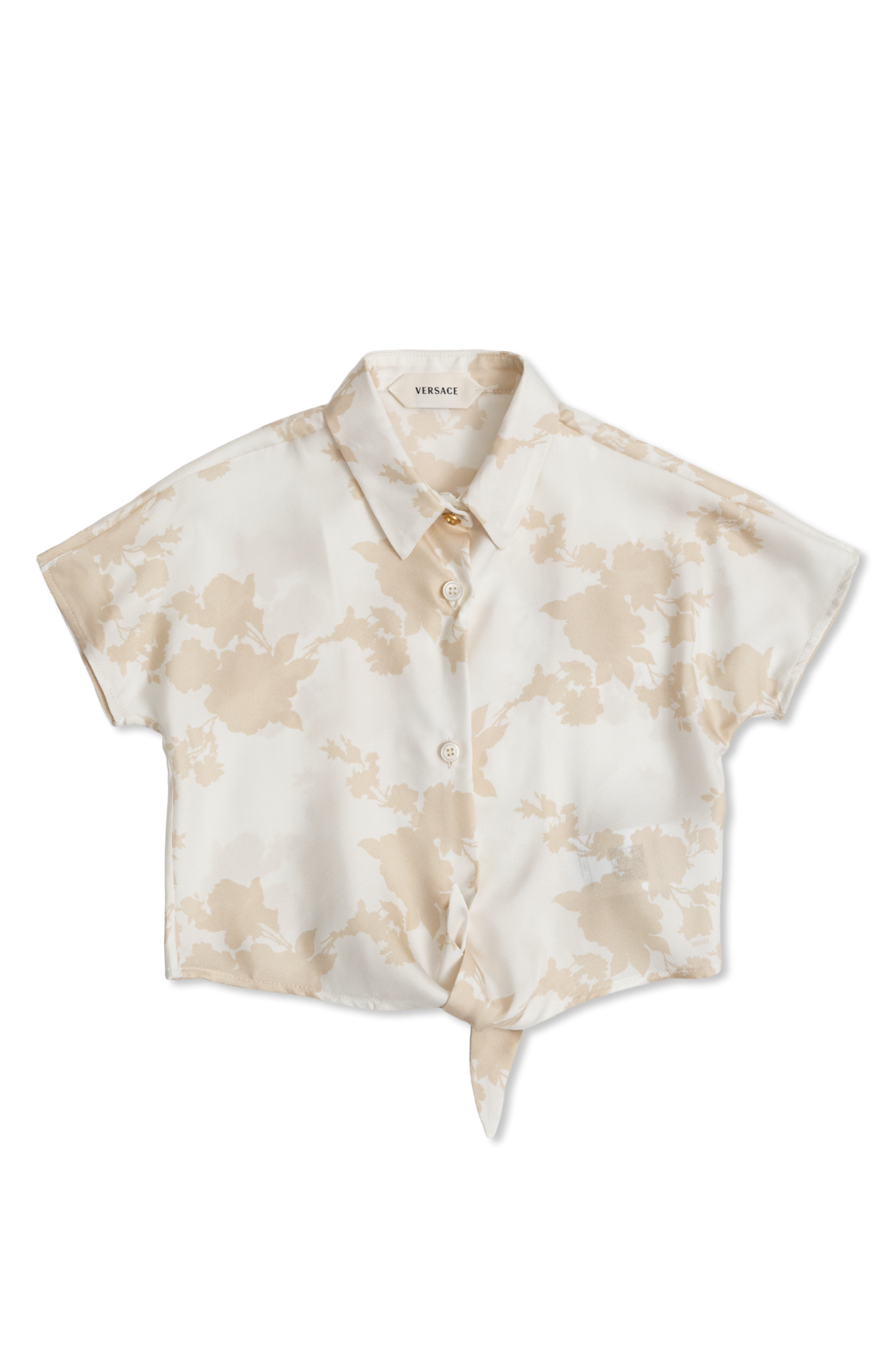 Versace Kids Jedwabny Top Z Motywem Kwiatowym, Unisex, Beżowy