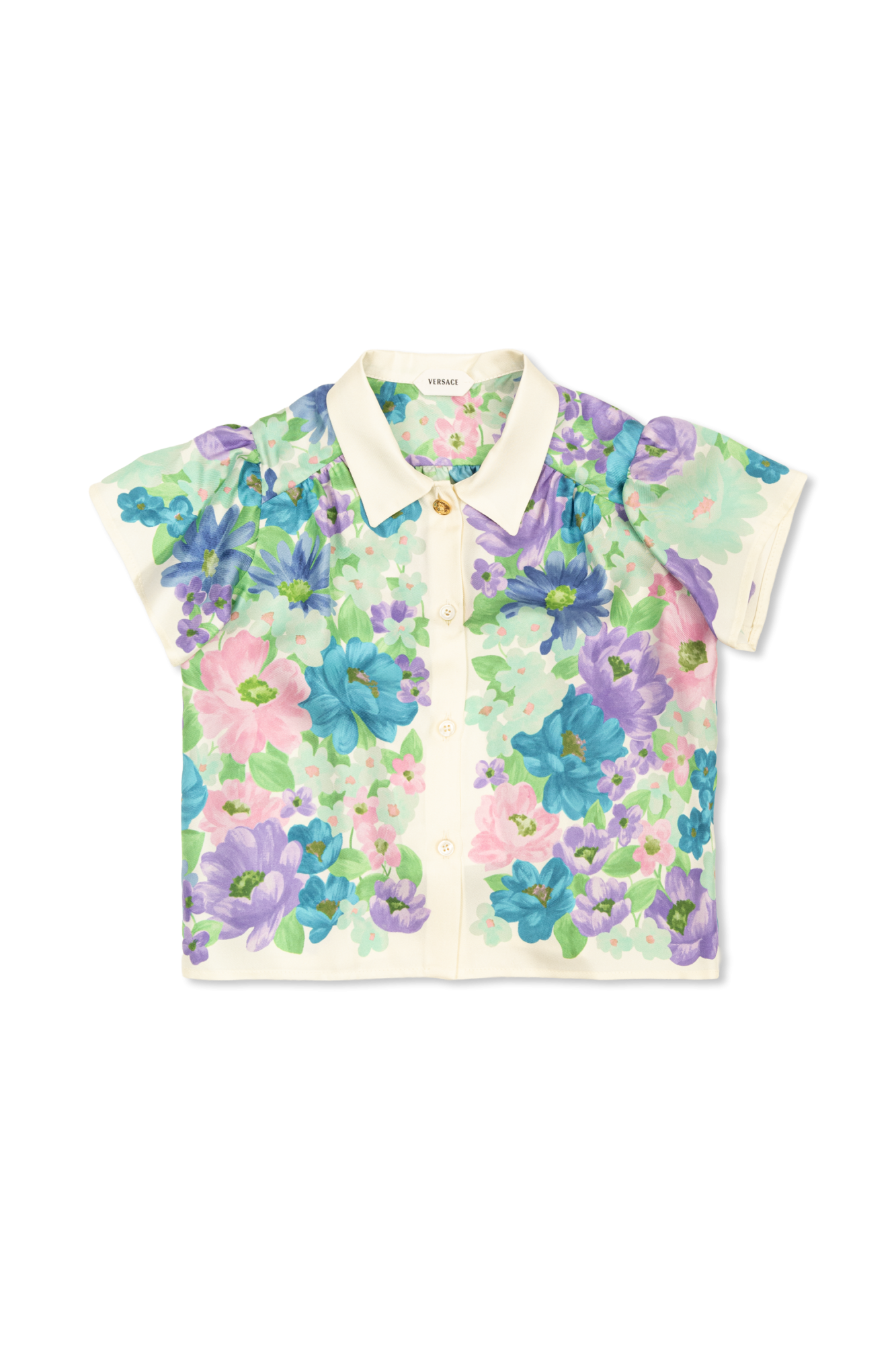 Versace Kids Jedwabna Koszula Z Motywem Kwiatowym, Unisex, Multikolor