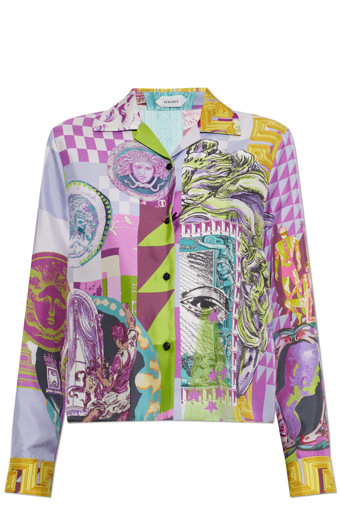 Versace Jedwabna Koszula Z Nadrukiem, Kobiety, Multikolor