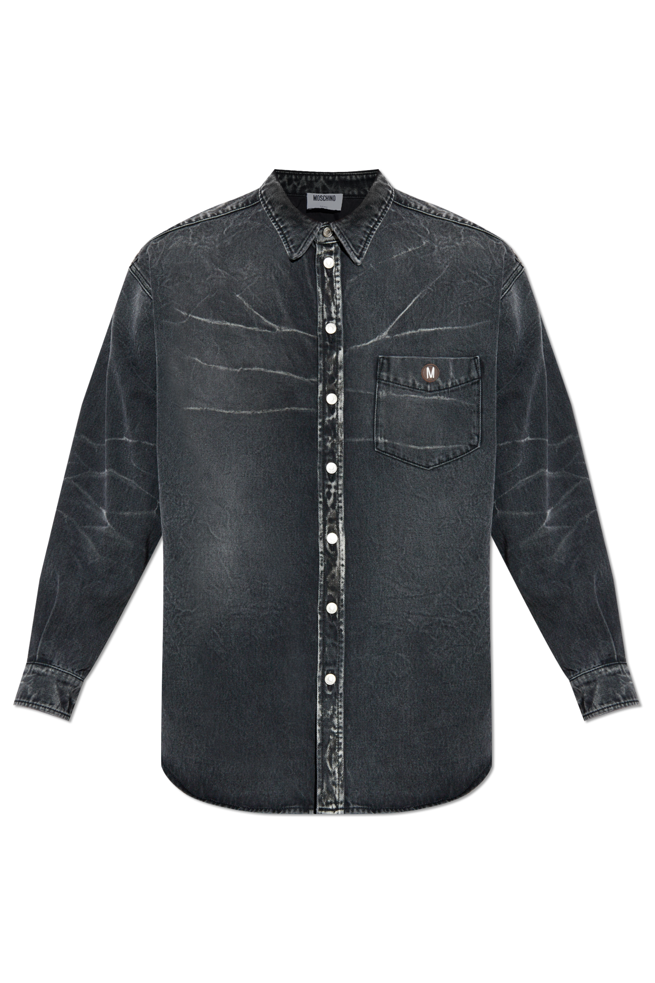 Moschino Jeansowa Koszula Z Logo, Mężczyźni, Szary