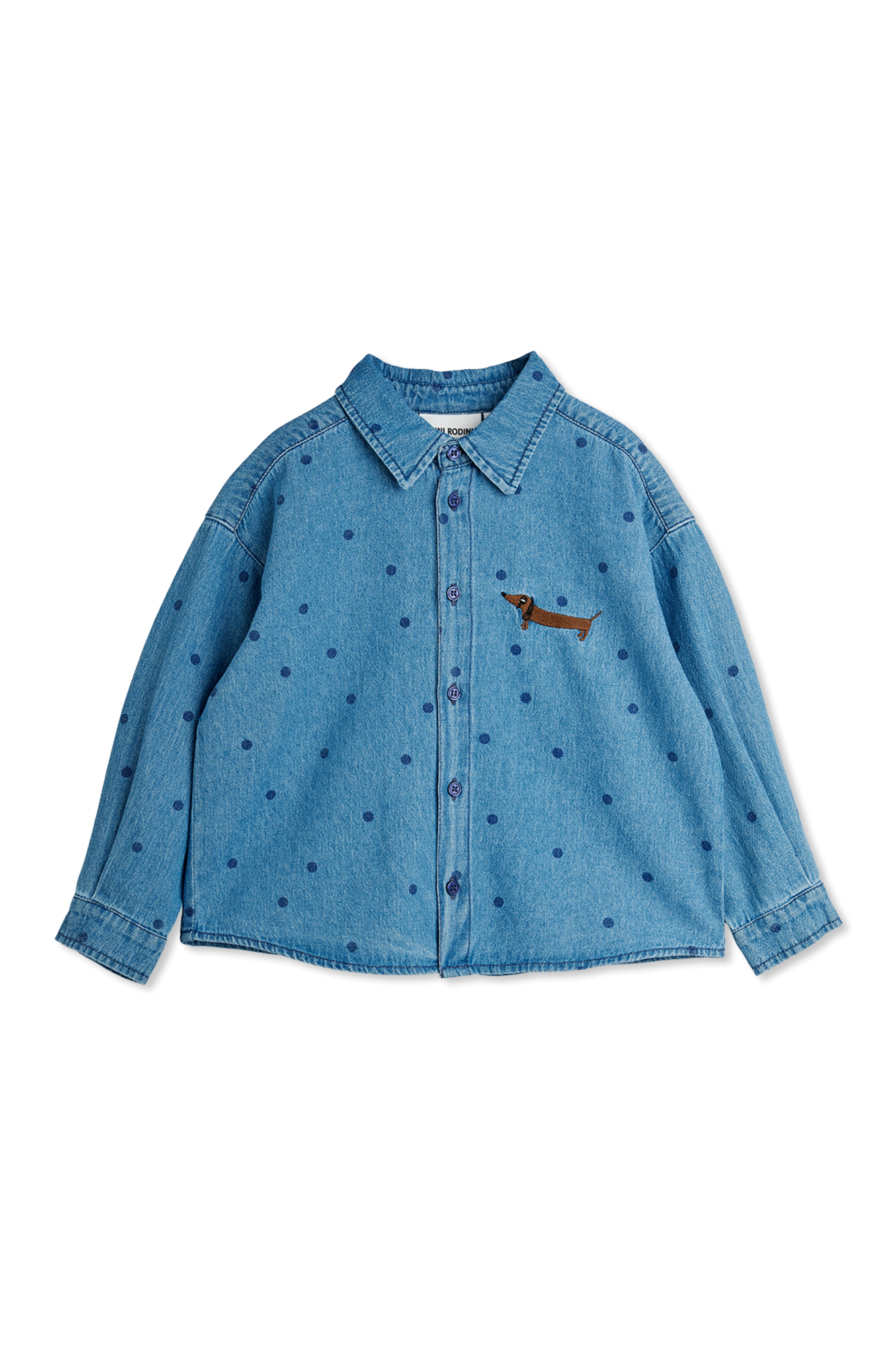 Mini Rodini Jeansowa Koszula, Unisex, Niebieski