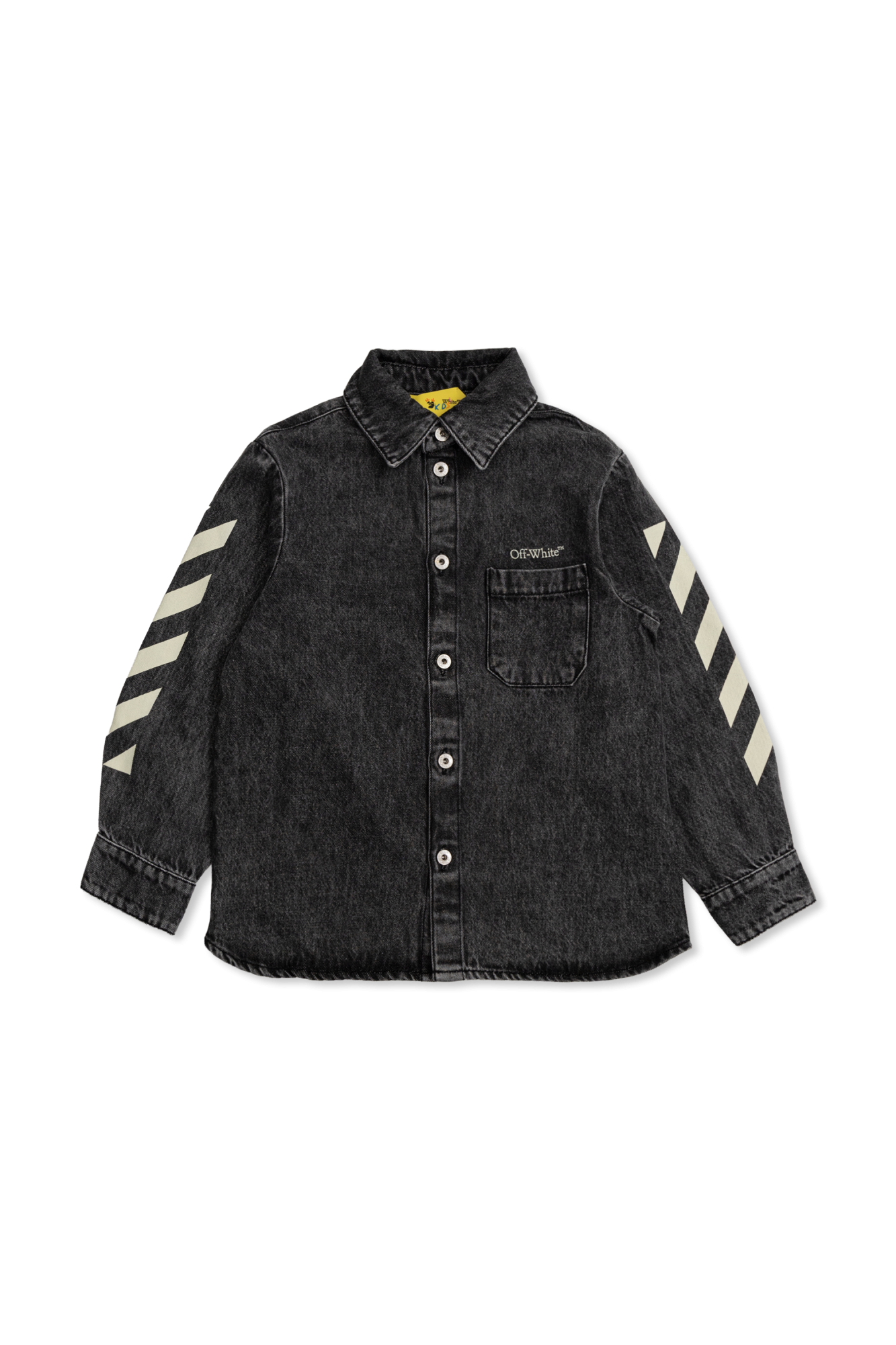 Off-White Kids Jeansowa Koszula Z Kieszenią, Unisex, Czarny