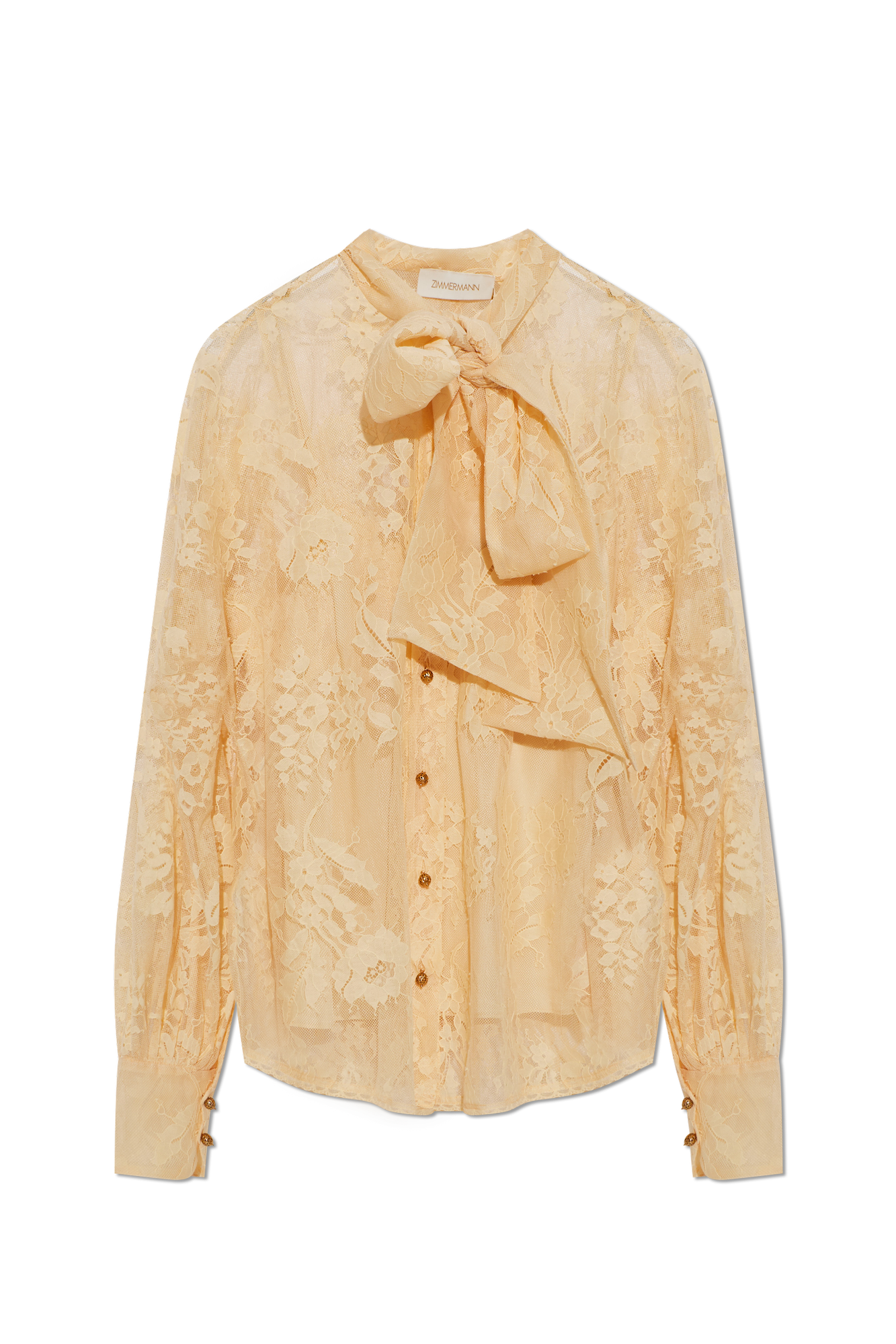 Zimmermann Koronkowy Top Z Kokardą, Kobiety, żółty