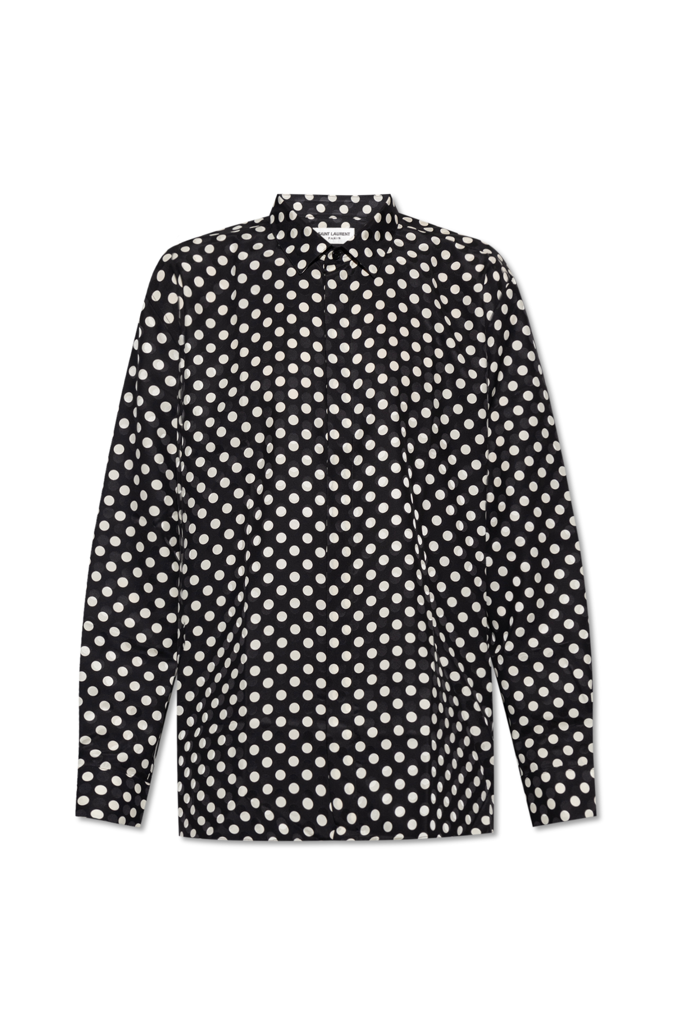 Saint Laurent Koszula Ze Wzorem W Grochy, Mężczyźni, Czarny