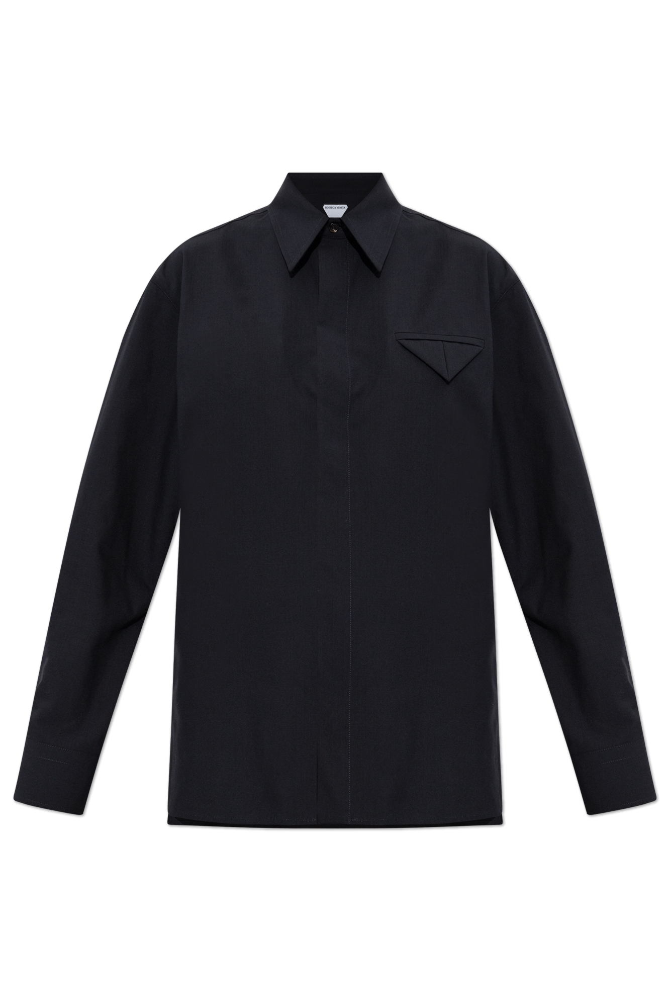 Bottega Veneta Wełniana Koszula Z Kieszenią, Kobiety, Czarny