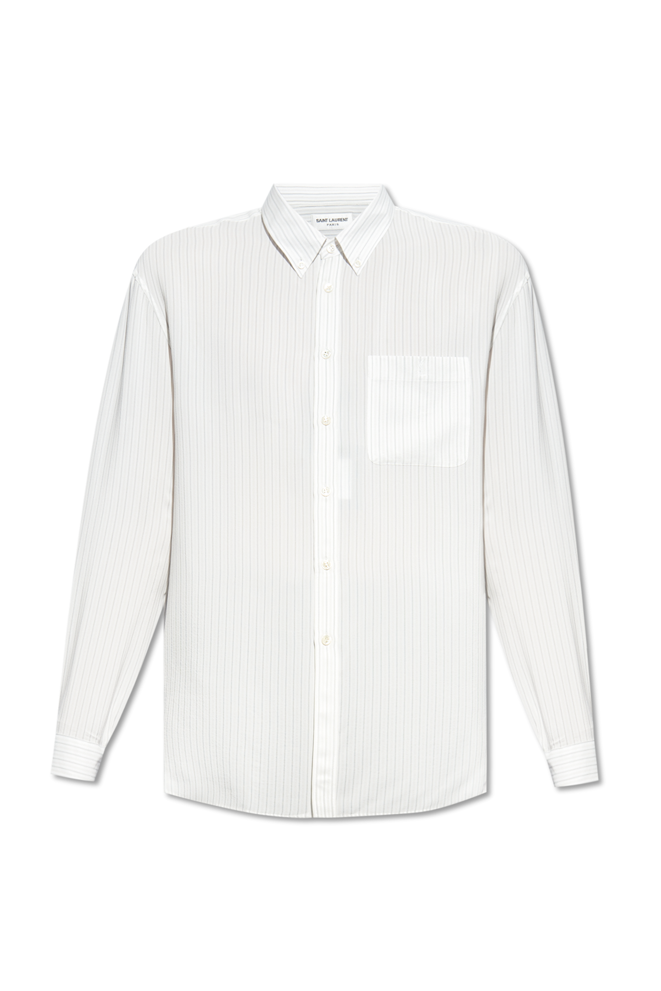 Saint Laurent Koszula Ze Wzorem W Prążki, Mężczyźni, Kremowy
