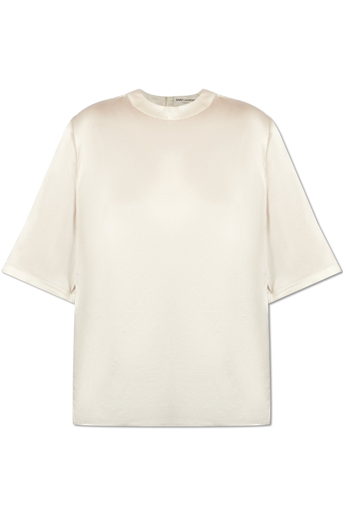 Saint Laurent Jedwabny T-shirt, Kobiety, Kremowy