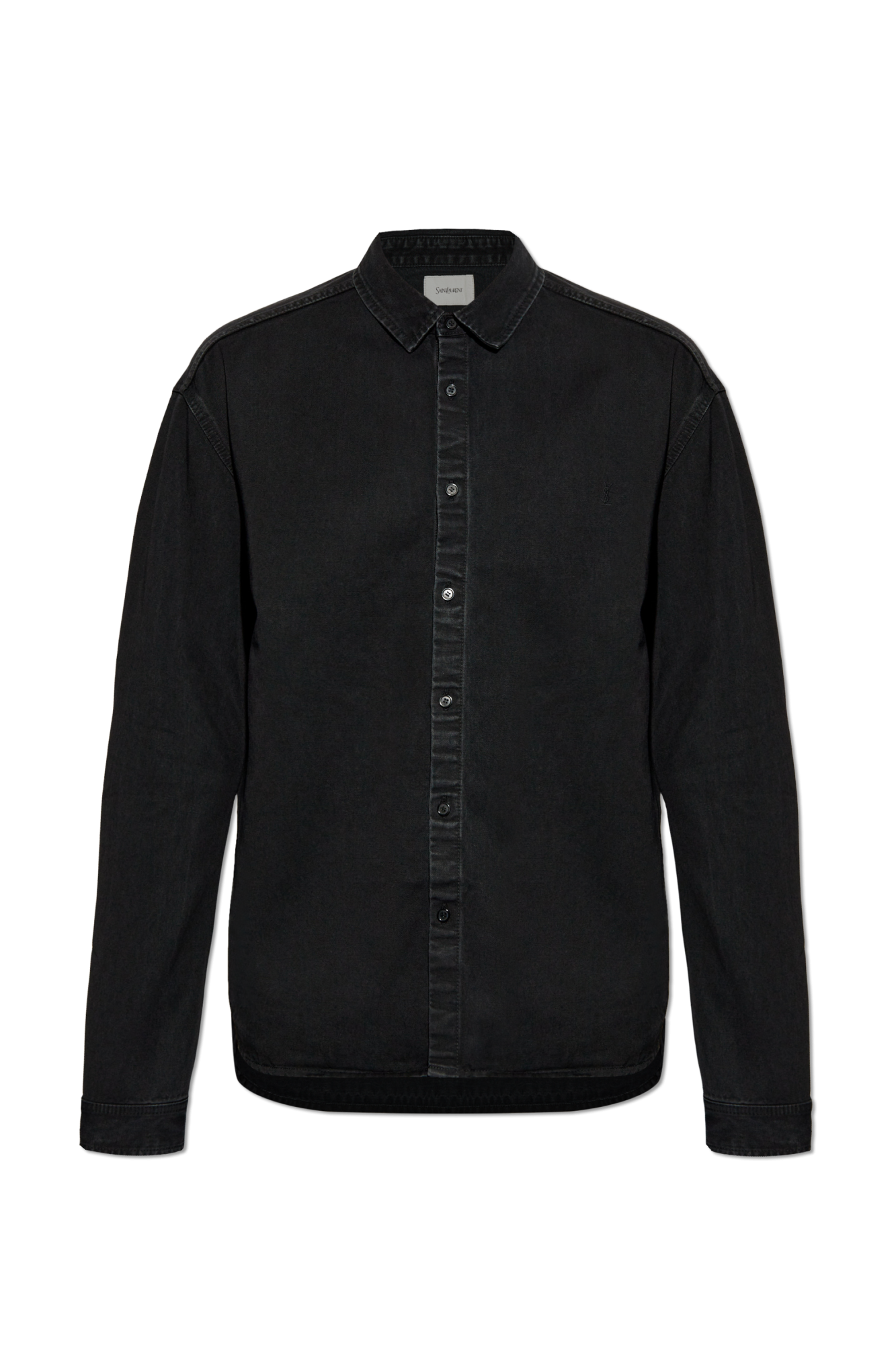 Saint Laurent Jeansowa Koszula Z Wyszytym Logo, Mężczyźni, Czarny