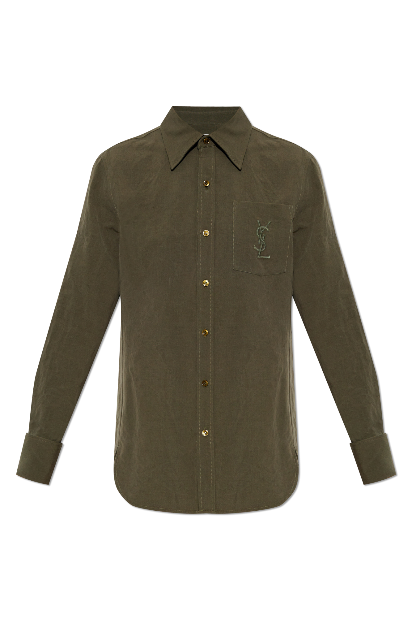Saint Laurent Koszula Z Logo, Kobiety, Zielony