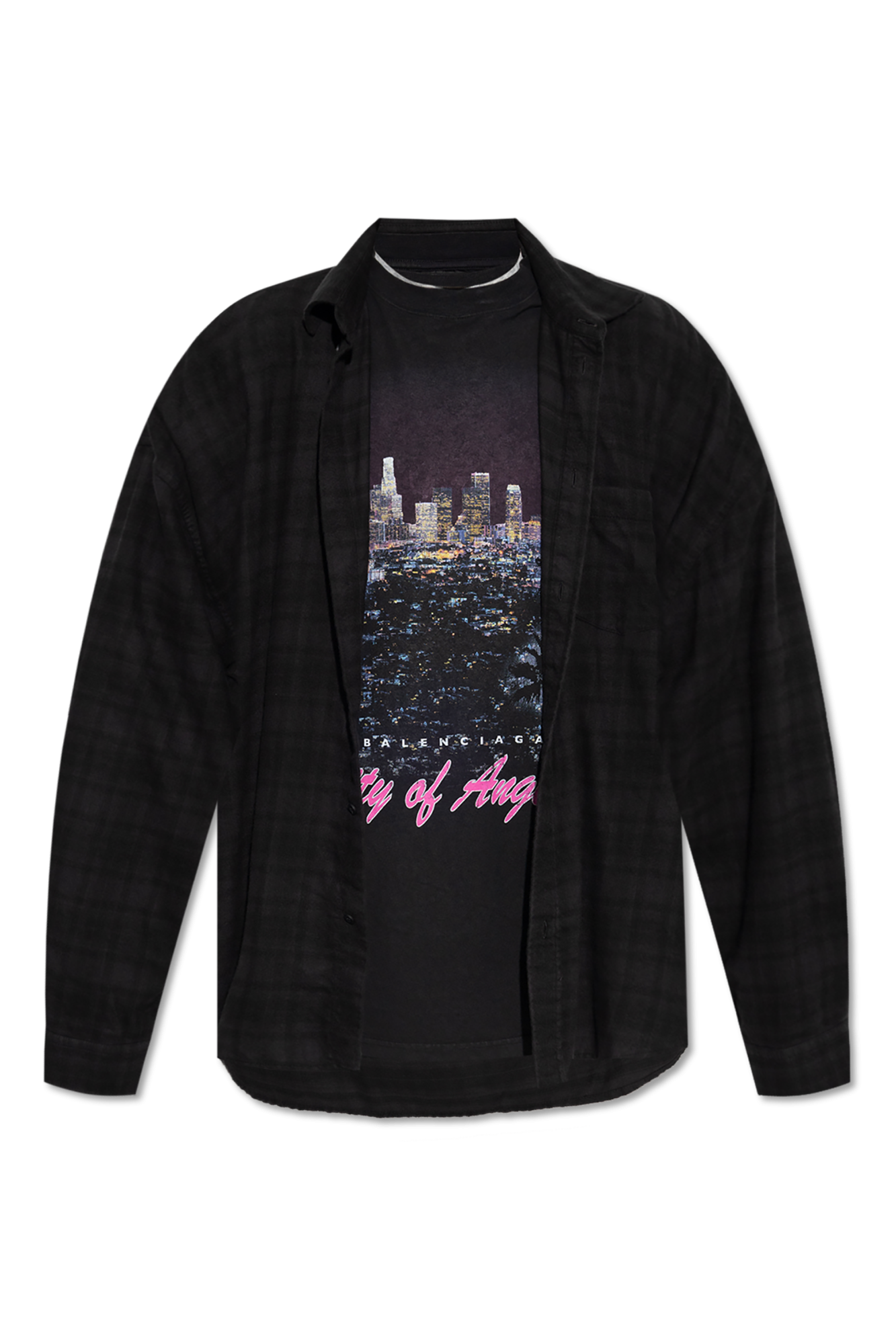 Balenciaga Koszula Z Wszytym T-shirtem, Mężczyźni, Czarny