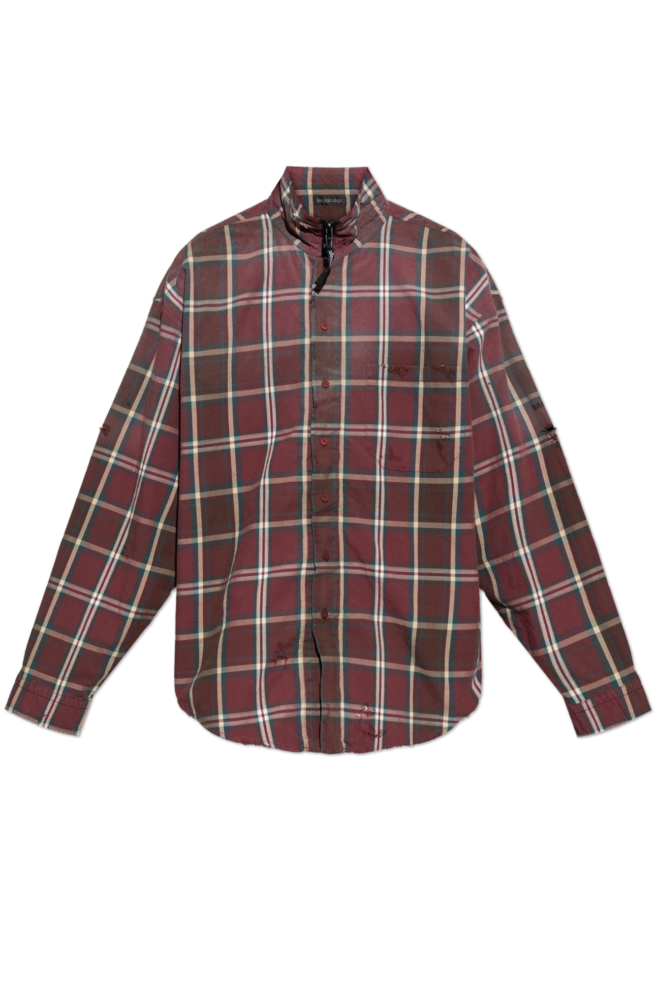 Balenciaga Koszula Ze Wzorem W Kratę, Mężczyźni, Bordo