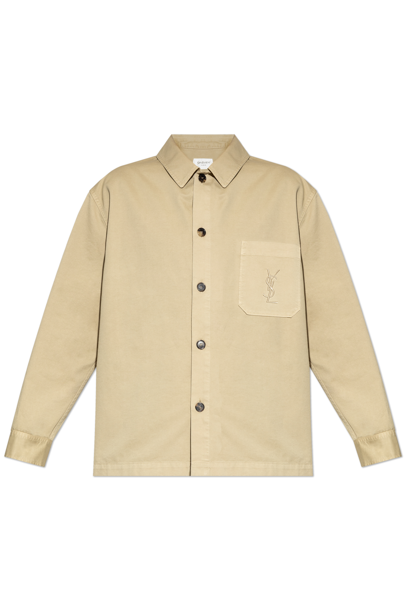 Saint Laurent Koszula Z Wyszytym Logo, Mężczyźni, Beżowy