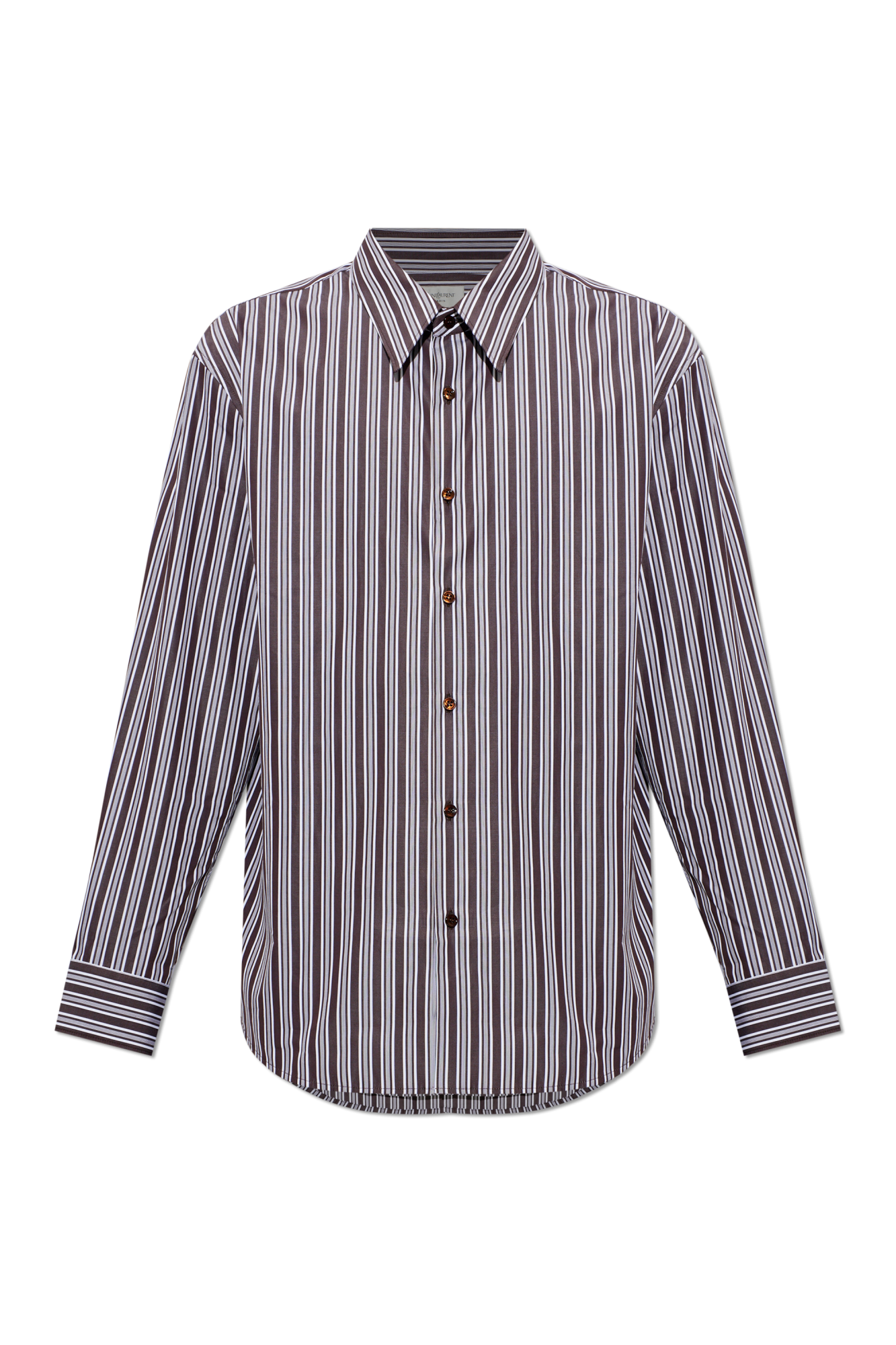Saint Laurent Koszula Ze Wzorem W Pasy, Mężczyźni, Brązowy