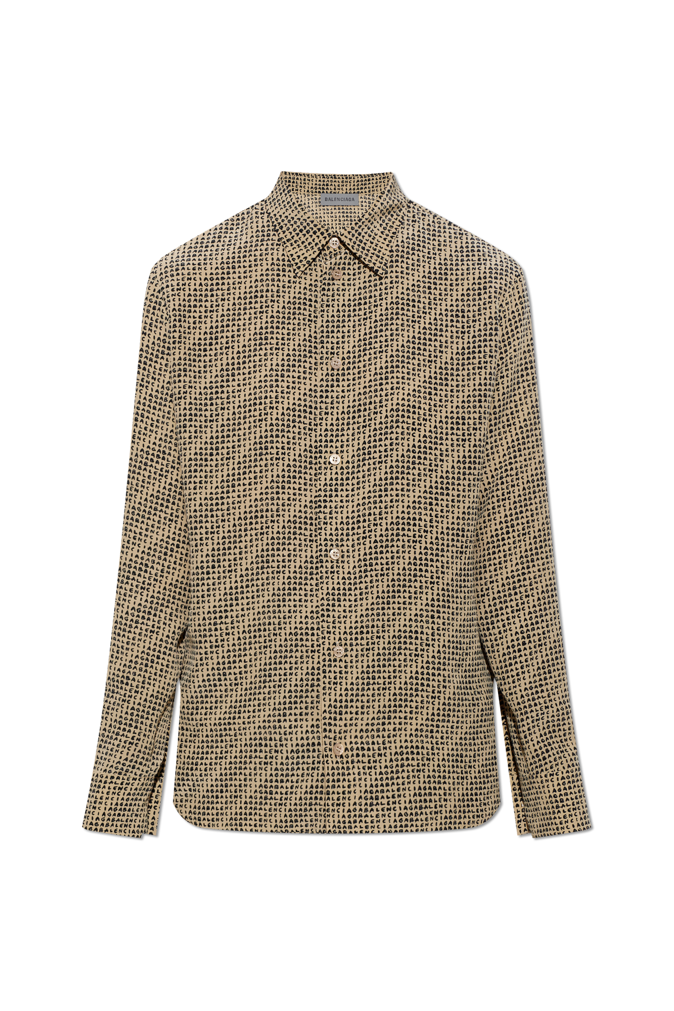 Balenciaga Jedwabna Koszula Z Monogramem, Kobiety, Brązowy