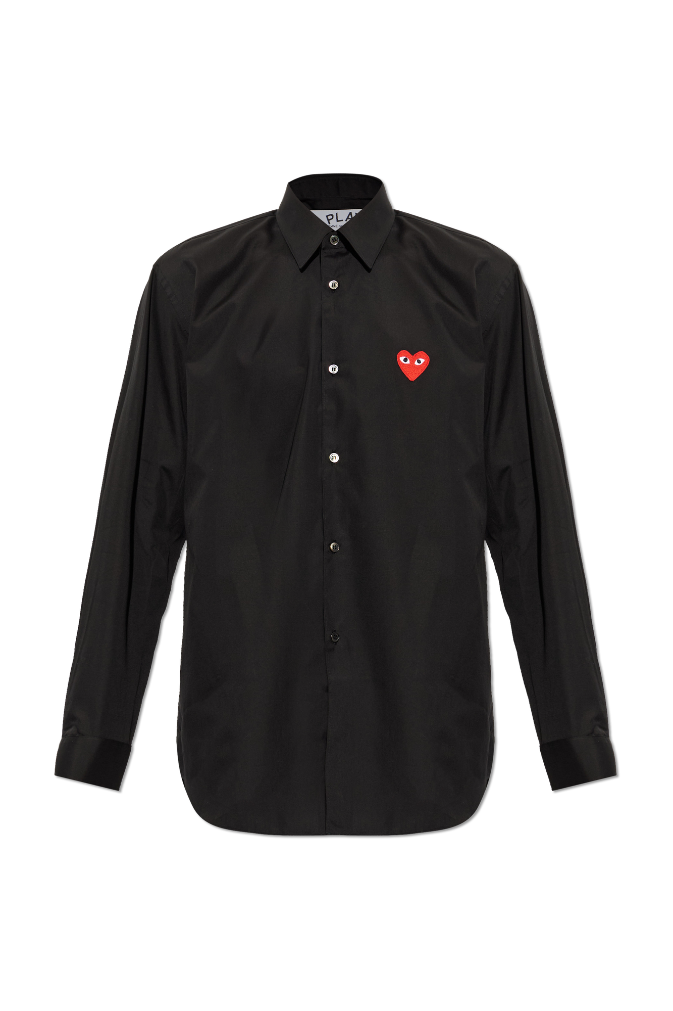Comme Des Garçons Play Bawełniana Koszula Z Naszywką Z Logo, Mężczyźni, Czarny