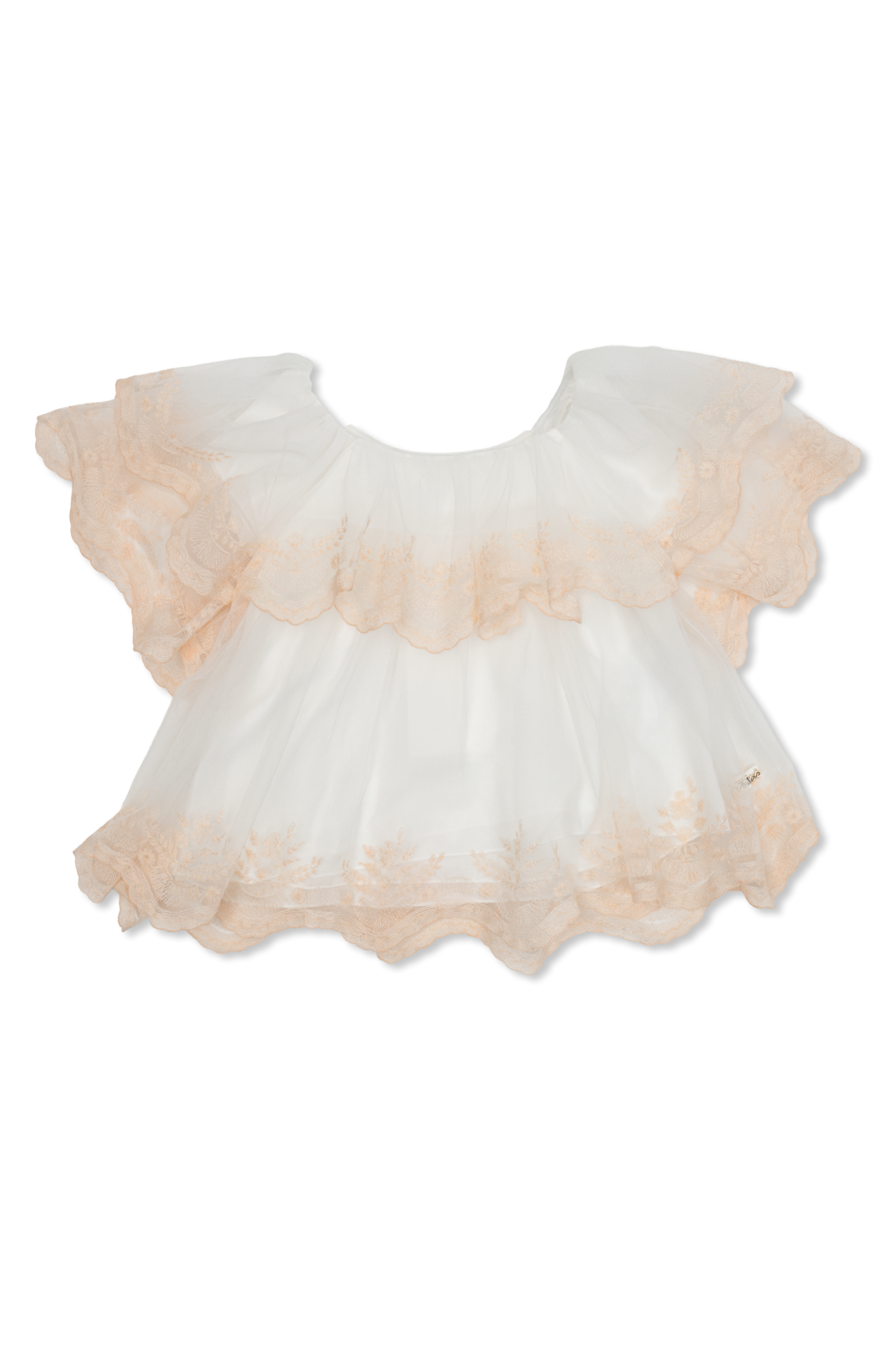 Chloé Kids Tiulowy Top Z Haftem, Unisex, Biały