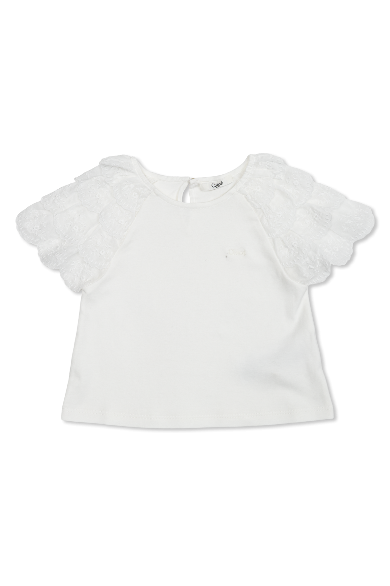 Chloé Kids Top Z Haftem Na Rękawach, Unisex, Biały
