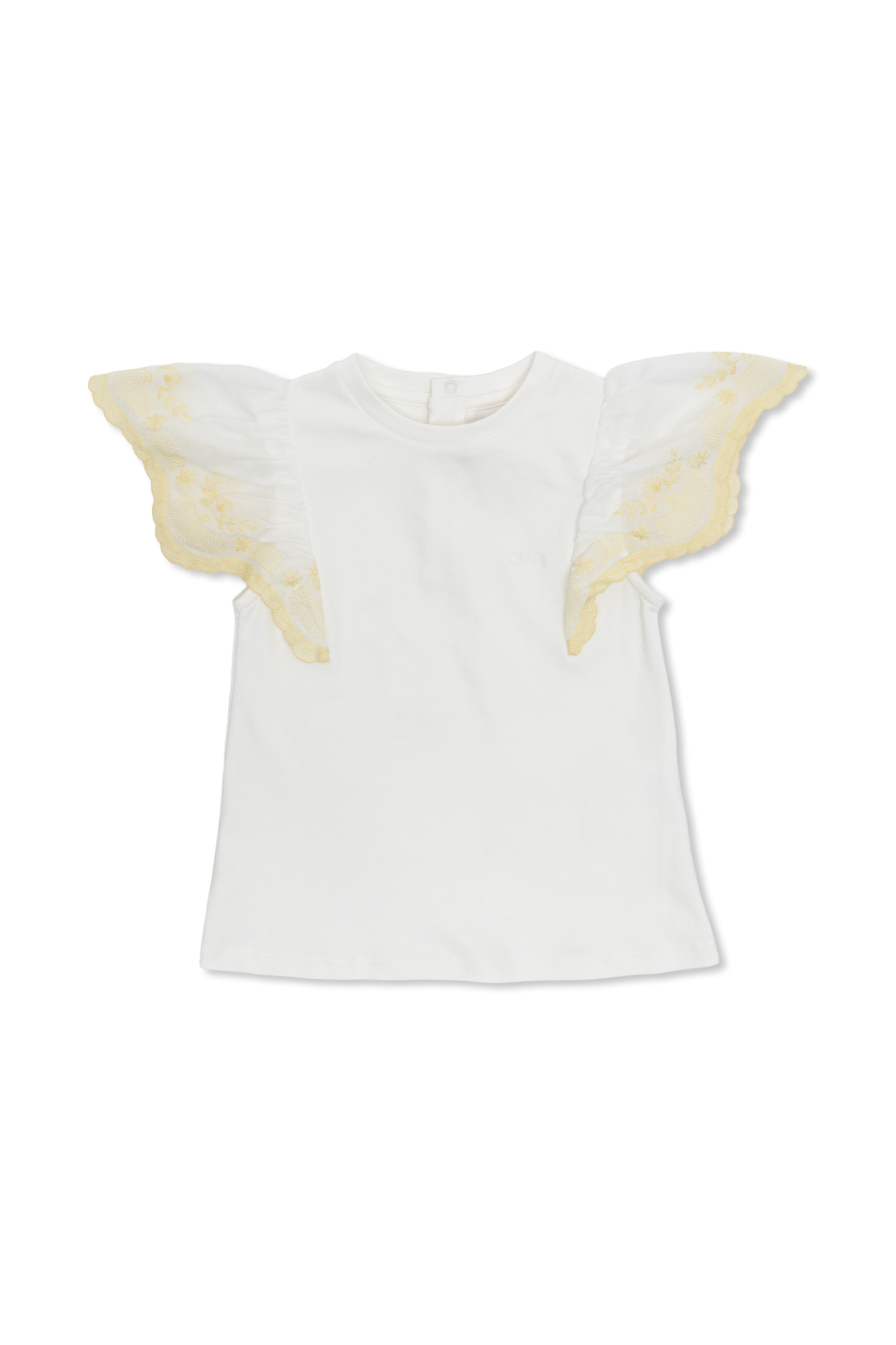 Chloé Kids Top Z Haftem Na Rękawach, Unisex, Biały