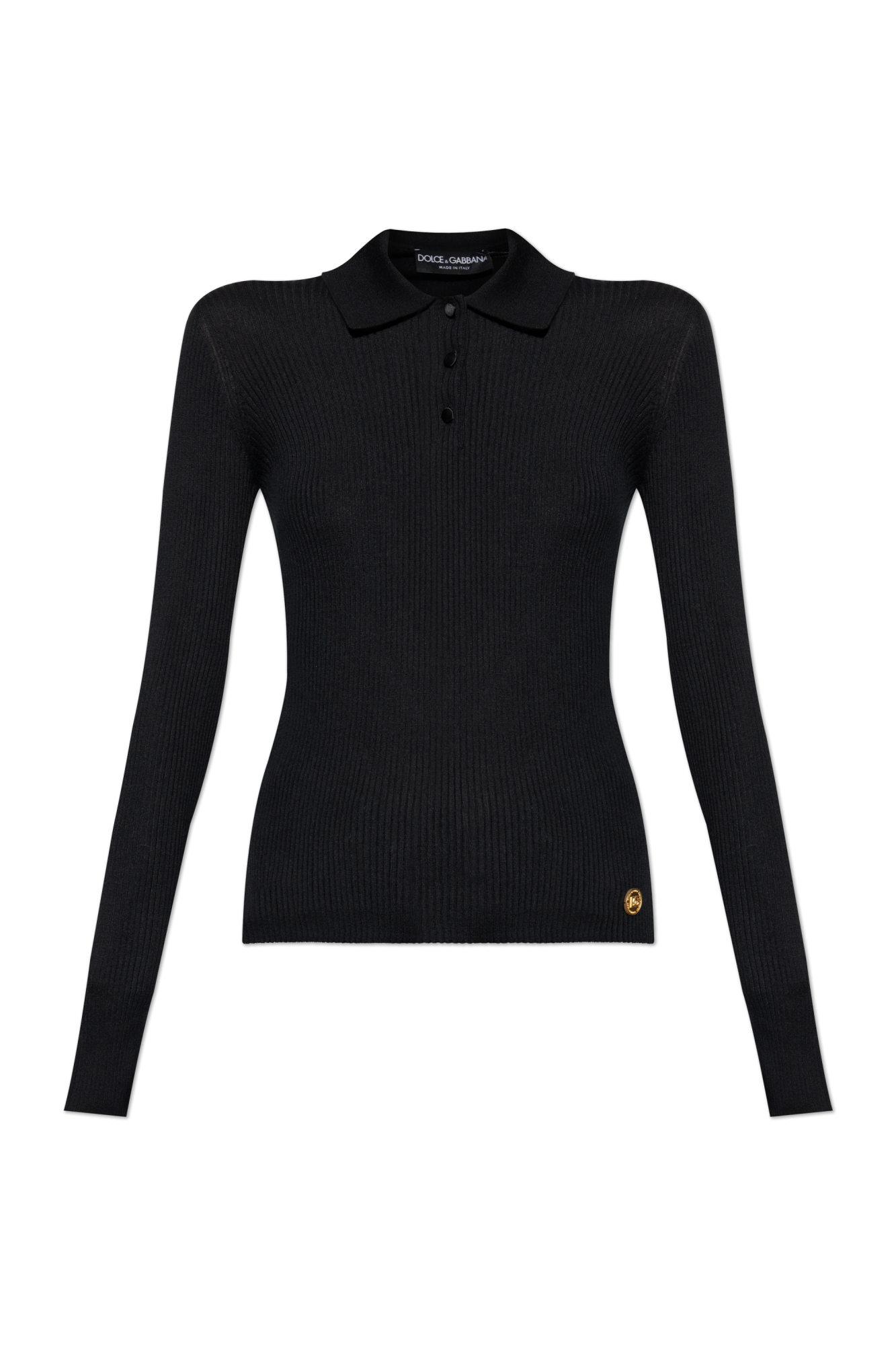 Dolce & Gabbana Kaszmirowy Sweter Polo, Kobiety, Czarny