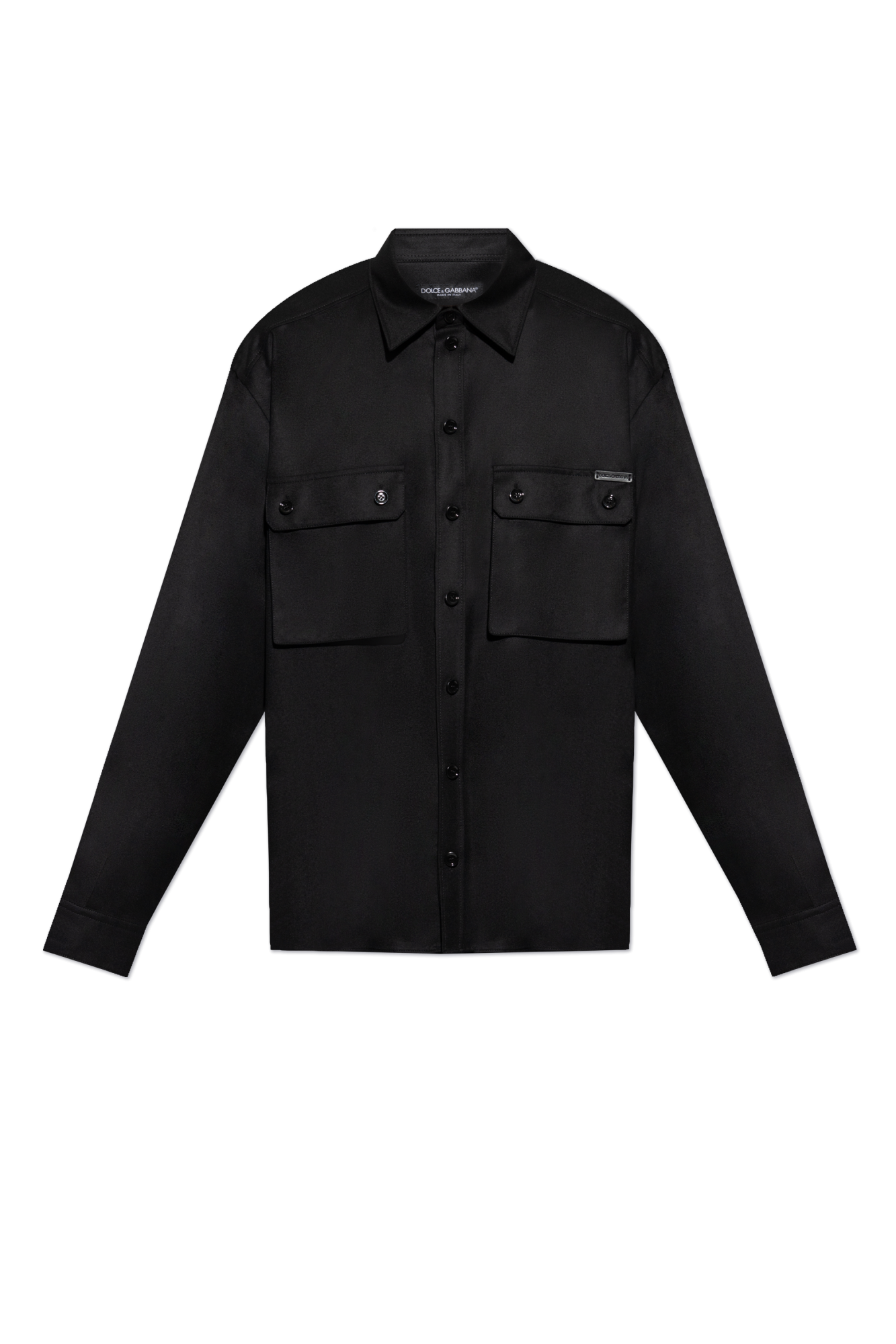 Dolce & Gabbana Wełniana Koszula, Mężczyźni, Czarny