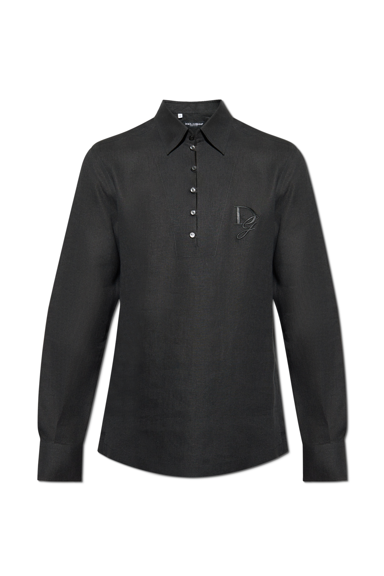 Dolce & Gabbana Lniana Koszula, Mężczyźni, Czarny