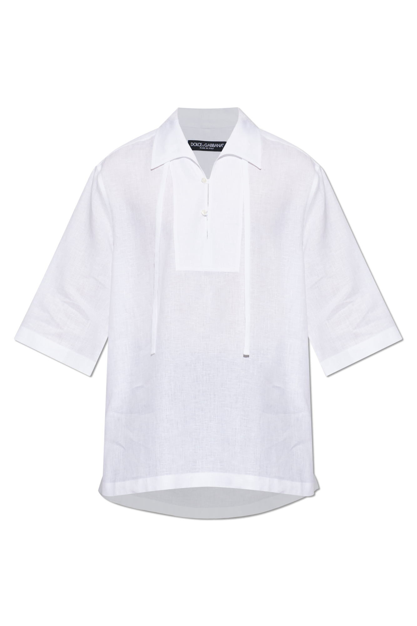 Dolce & Gabbana Lniane Polo, Mężczyźni, Biały