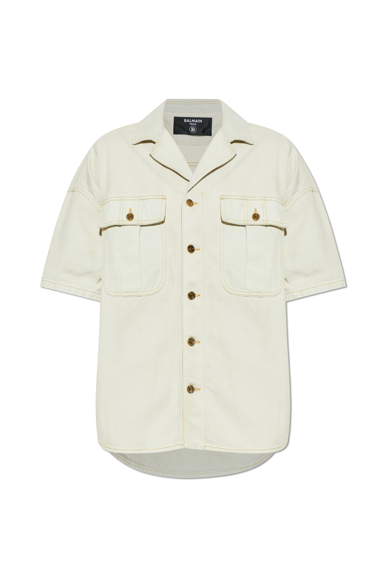 Balmain Koszula Jeansowa, Mężczyźni, Kremowy