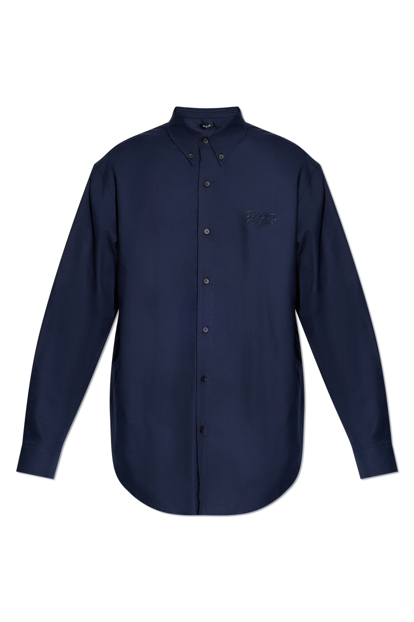Balmain Koszula Z Logo, Mężczyźni, Granatowy