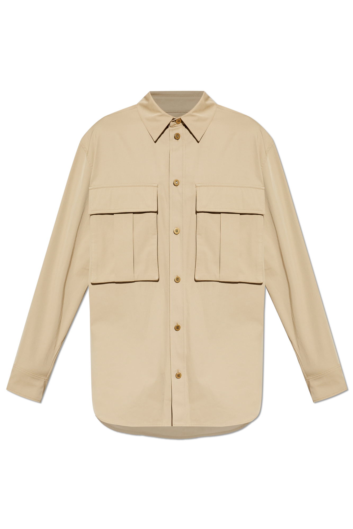 Balmain Koszula Z Kieszeniami, Mężczyźni, Beżowy