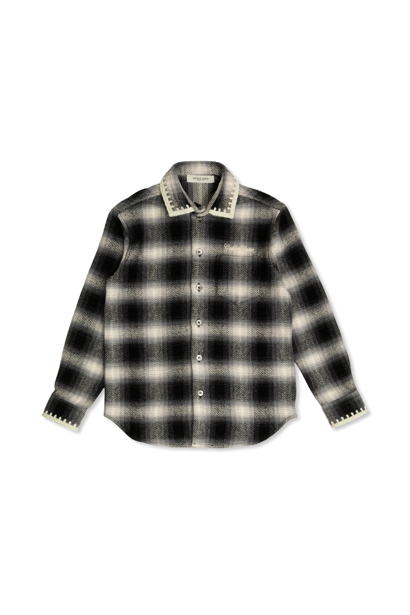Golden Goose Kids Koszula W Kratę Z Logo, Unisex, Szary