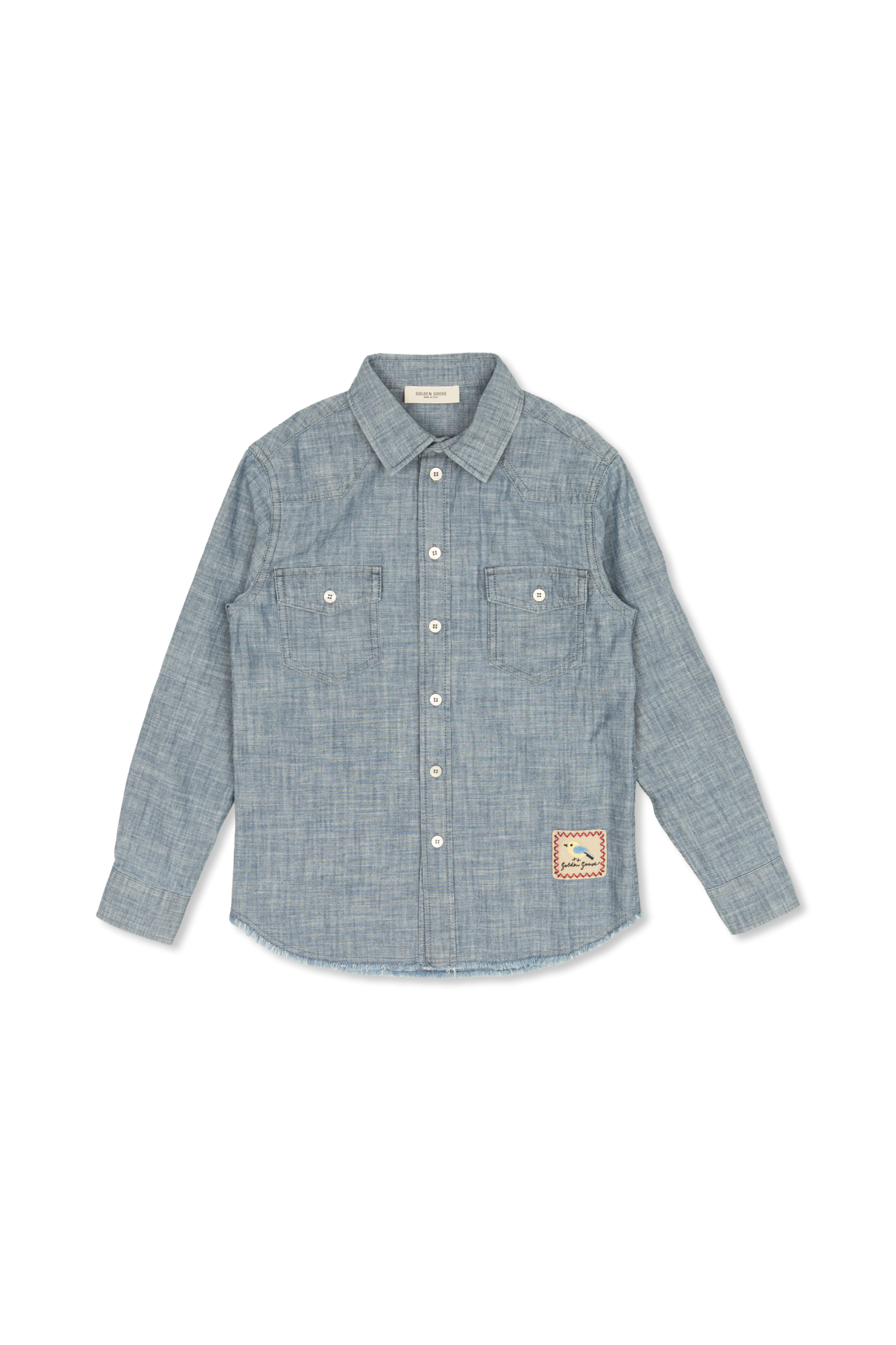 Golden Goose Kids Jeansowa Koszula Z Naszywką, Unisex, Niebieski