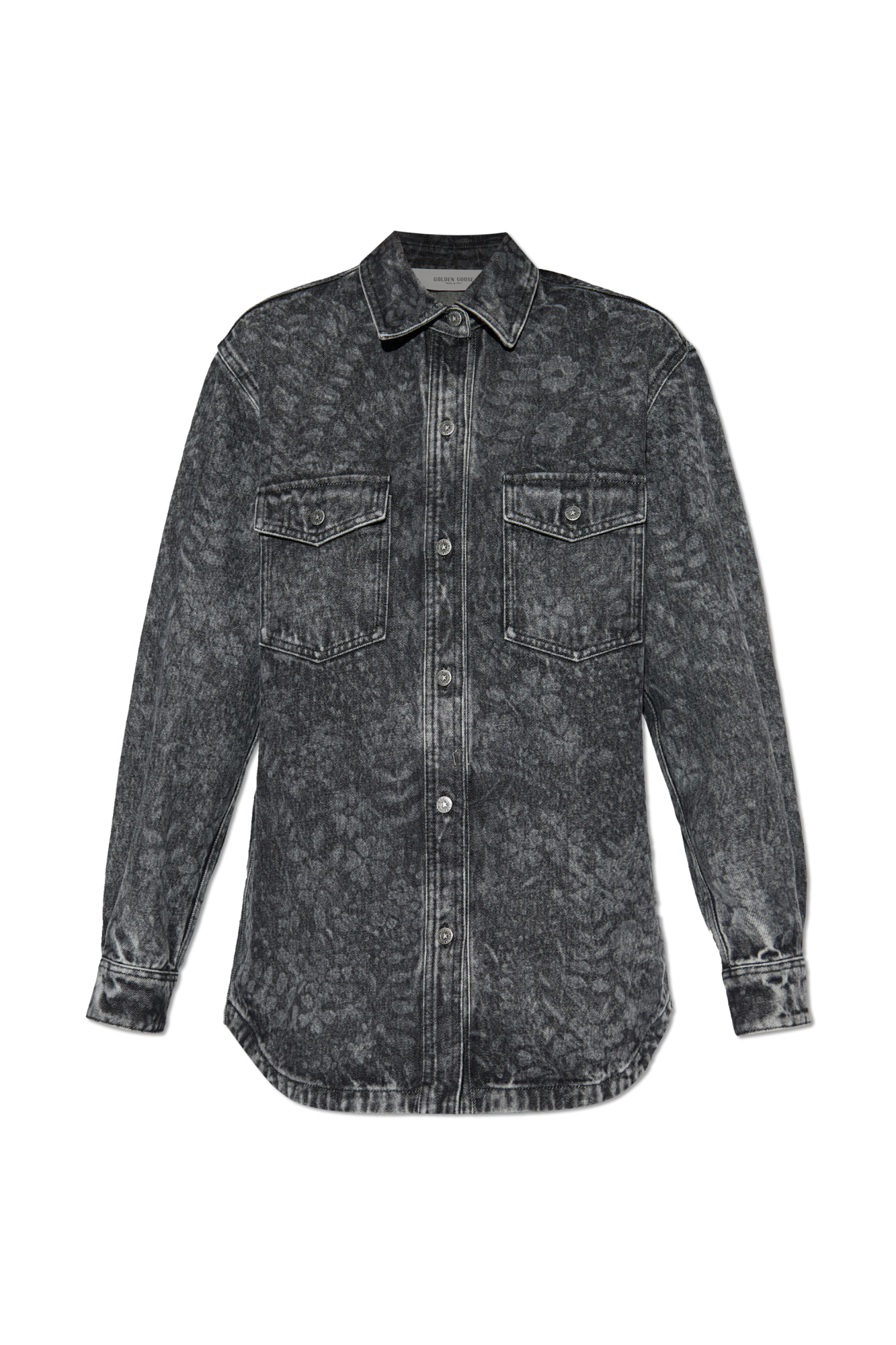 Golden Goose Jeansowa Koszula Z Motywem Kwiatowym, Kobiety, Szary