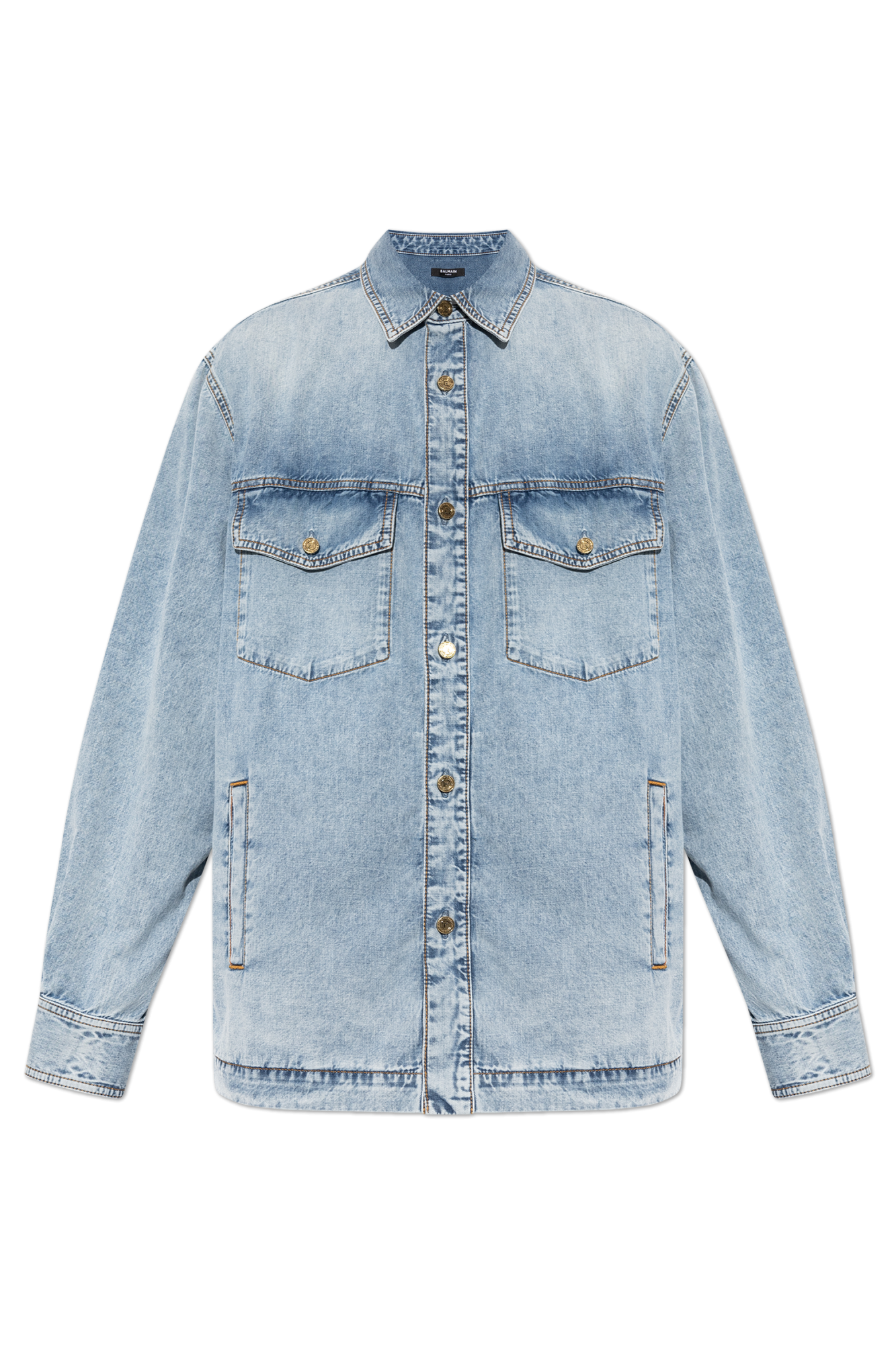 Balmain Jeansowa Koszula Z Kieszeniami, Mężczyźni, Niebieski