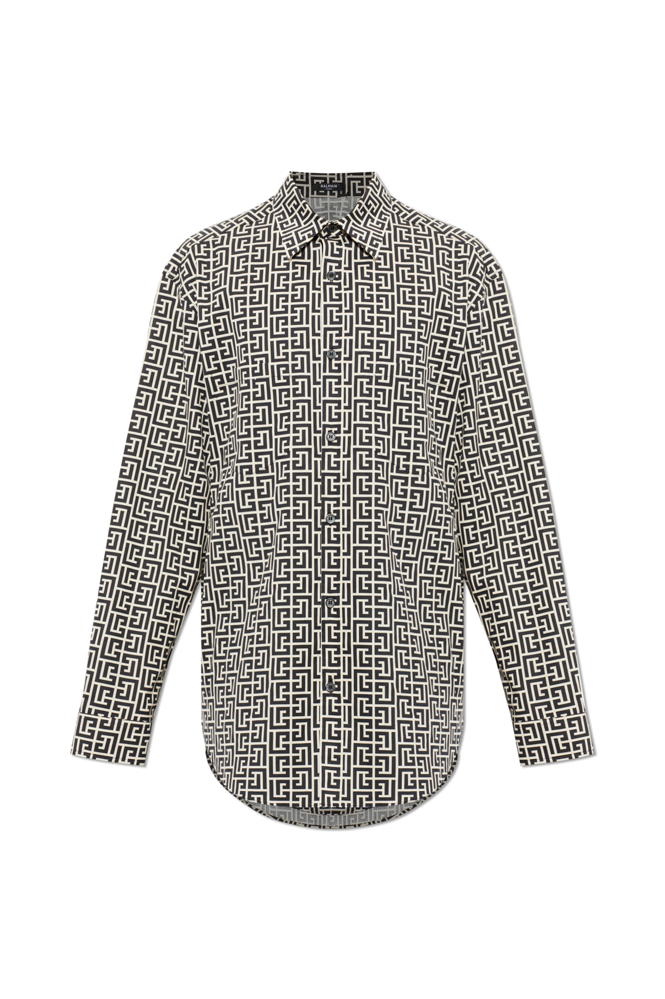 Balmain Koszula Z Monogramem, Mężczyźni, Czarny